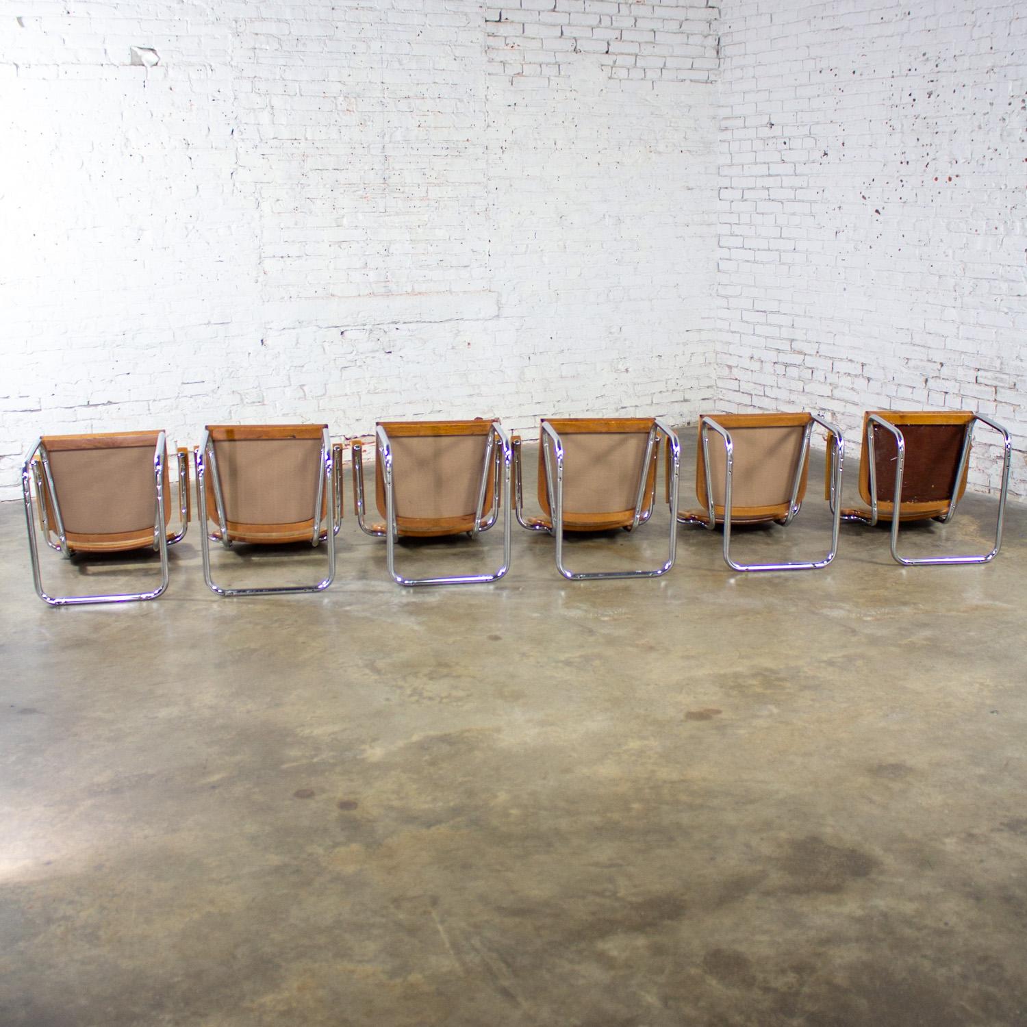 6 Bauhaus Cantilever Armchairs Made in Italy Style Marcel Breuer Cesca Chair For Sale 9
