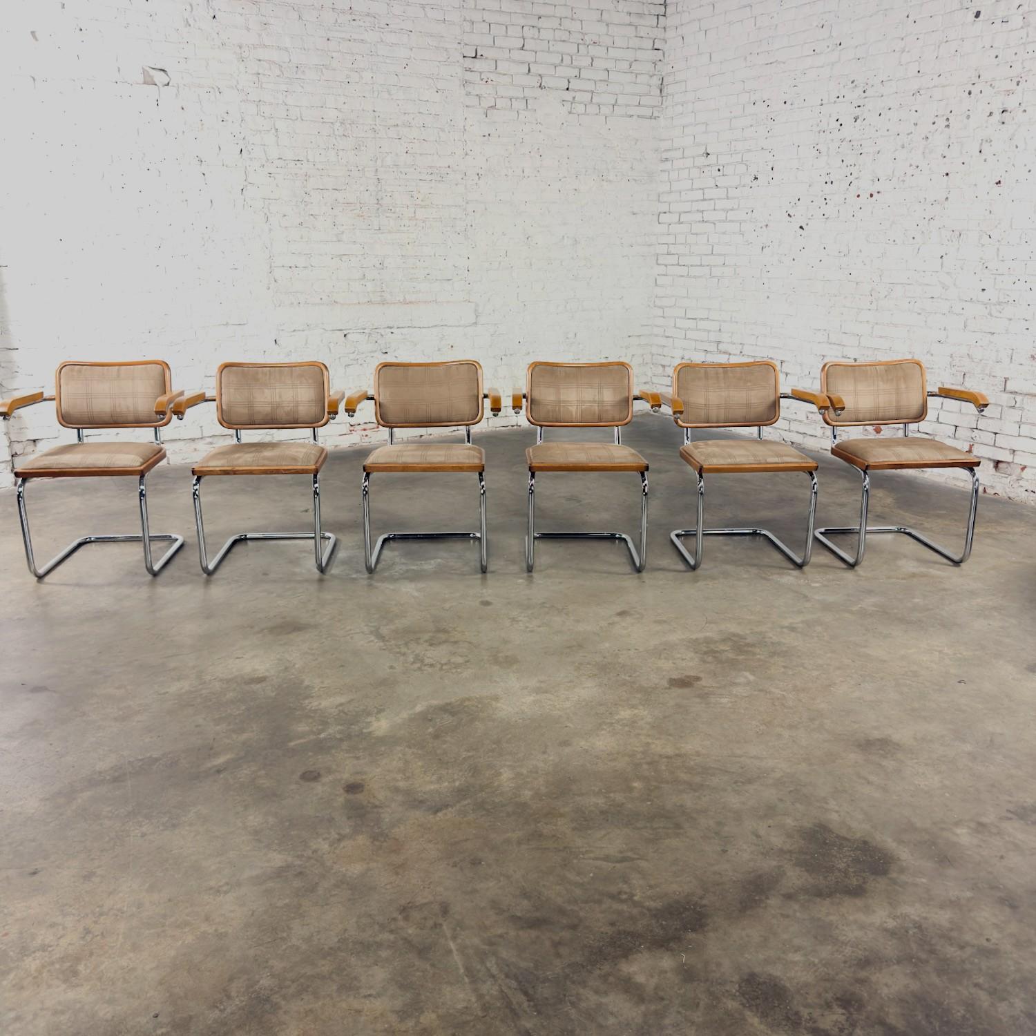6 Bauhaus Cantilever Armchairs Made in Italy Style Marcel Breuer Cesca Chair For Sale 13