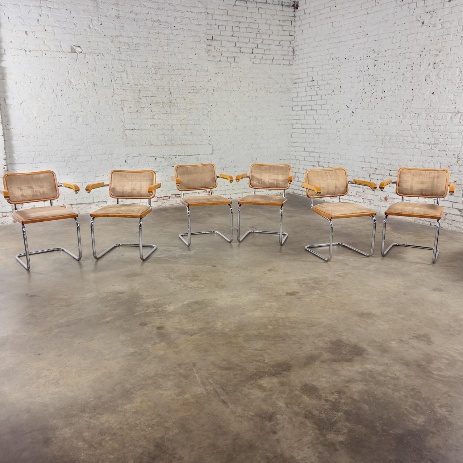 Italian 6 Bauhaus Cantilever Armchairs Made in Italy Style Marcel Breuer Cesca Chair For Sale