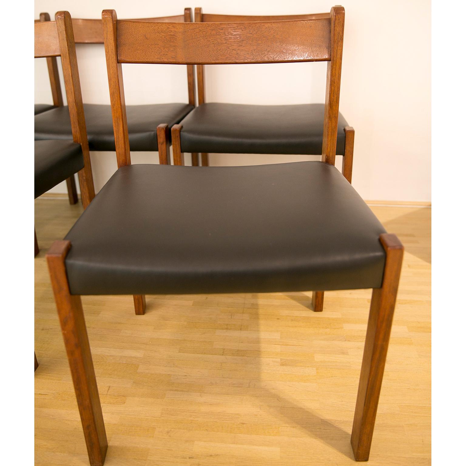 6 Belgian Dining Chairs in Exotic Wood For Sale 10