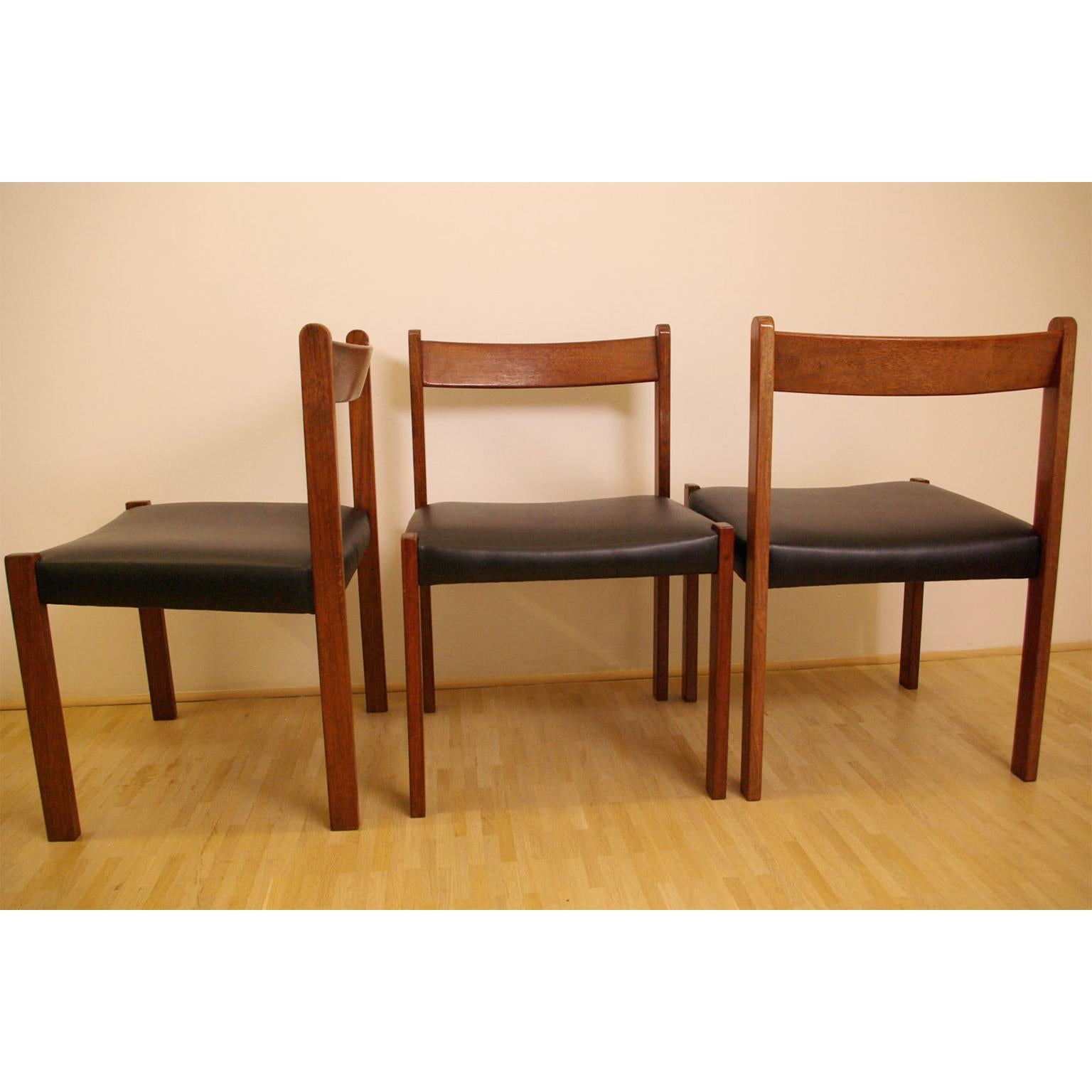 Mid-Century Modern 6 Belgian Dining Chairs in Exotic Wood For Sale
