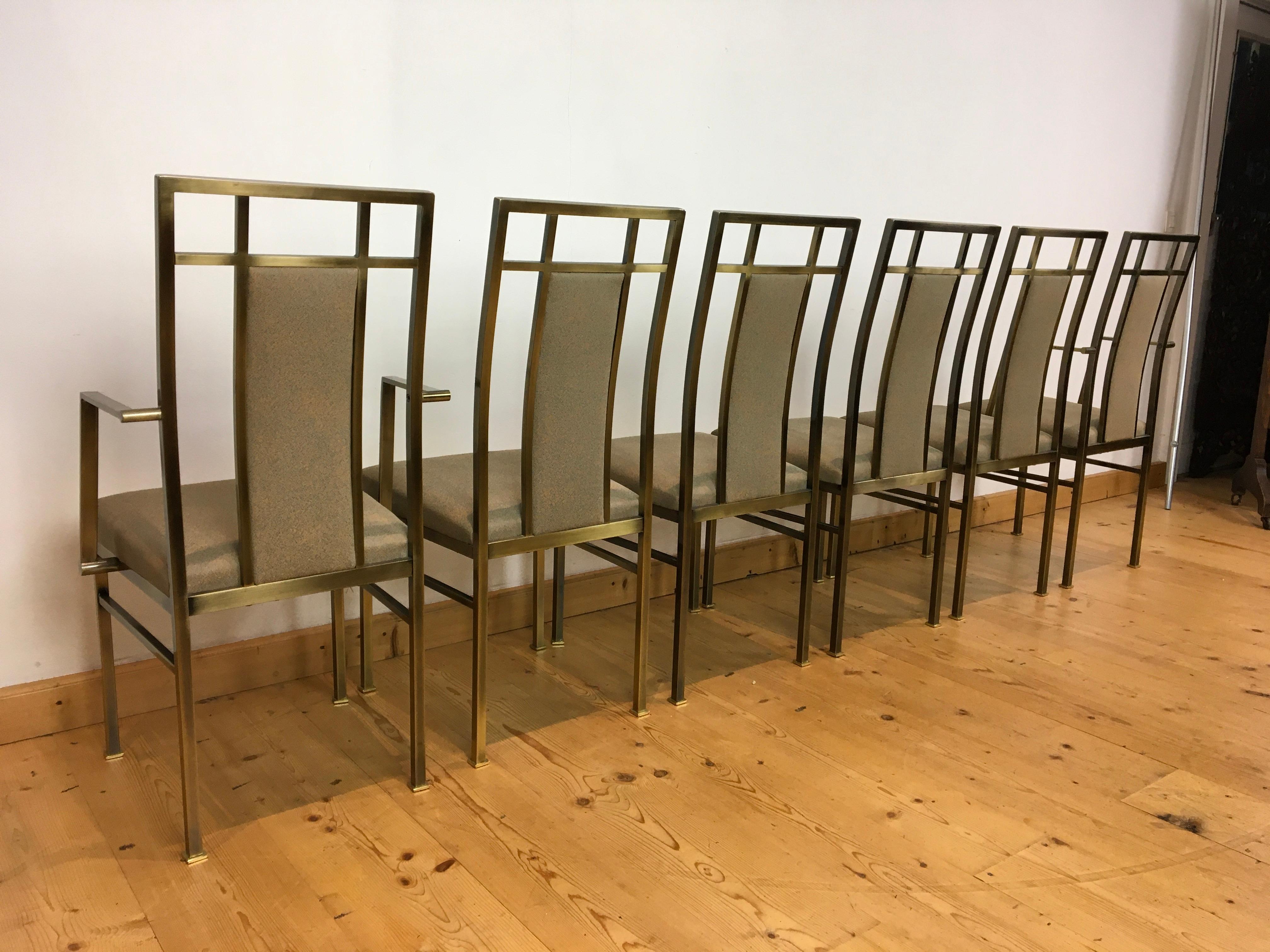 6 Belgo Chrome Dining Room Chairs,  Gold - plated  For Sale 2
