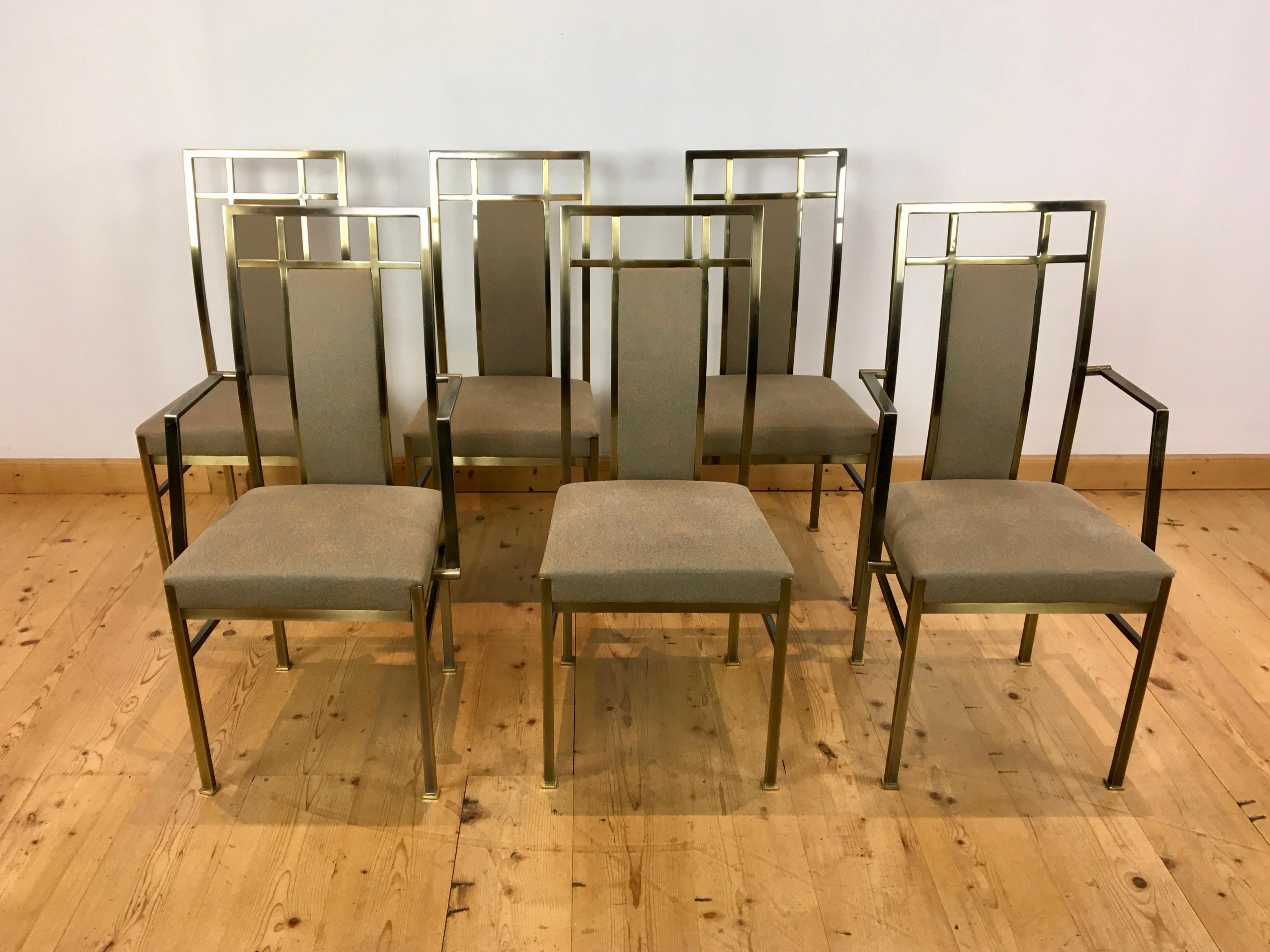 6 Belgo Chrome Dining Room Chairs,  Gold - plated  For Sale 3