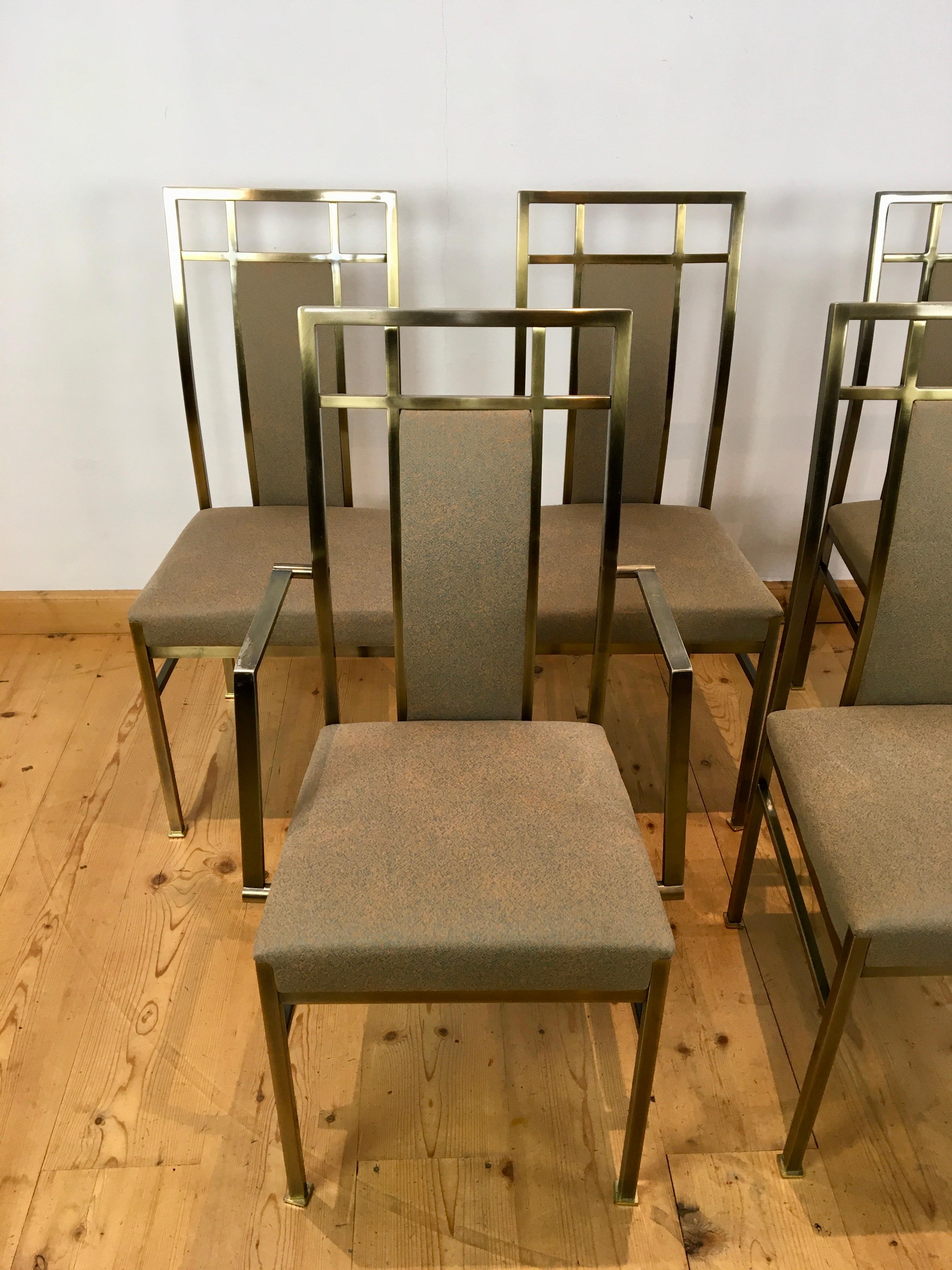 6 Belgo Chrome Dining Room Chairs,  Gold - plated  For Sale 4