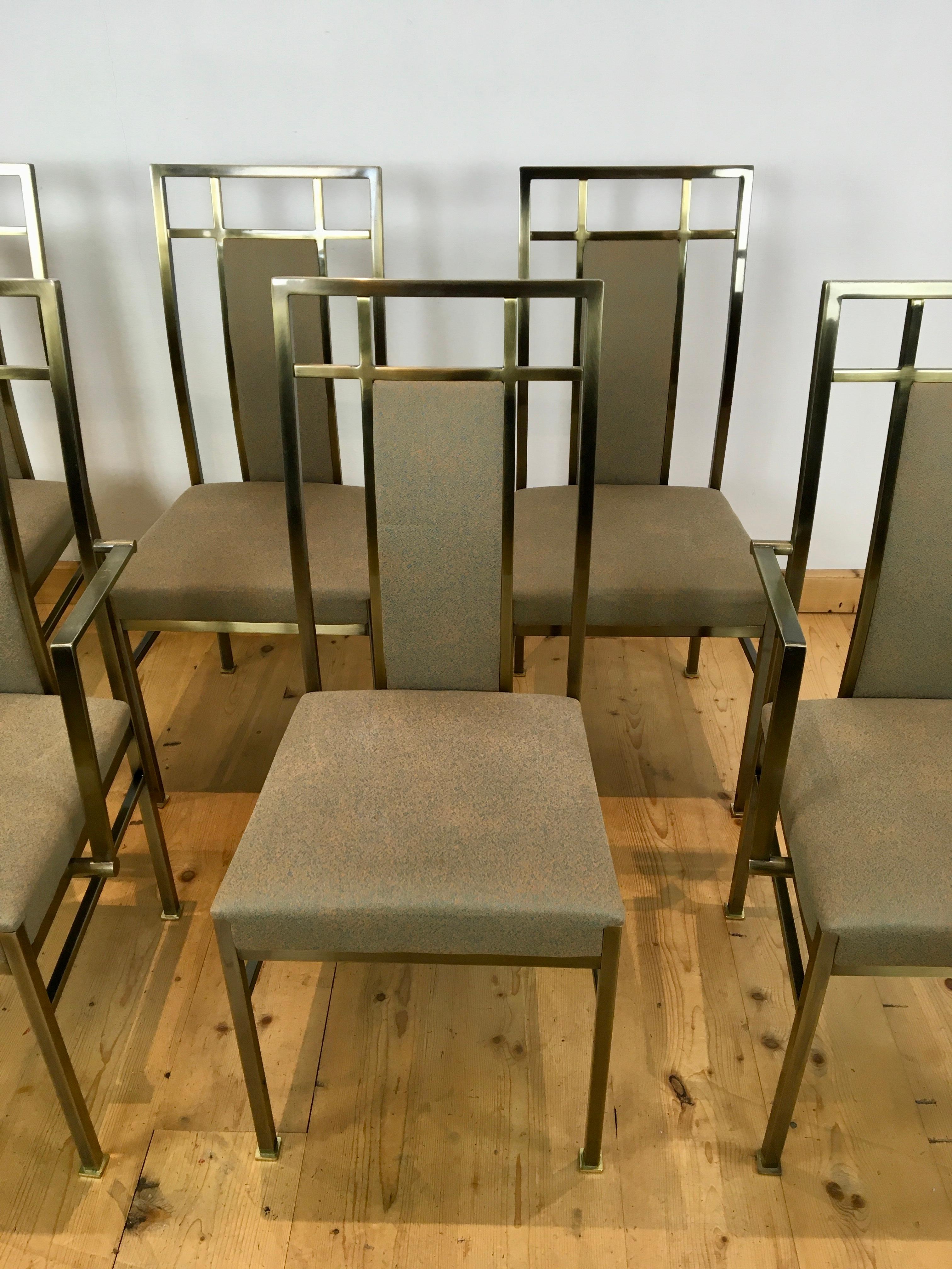 6 Belgo Chrome Dining Room Chairs,  Gold - plated  For Sale 5