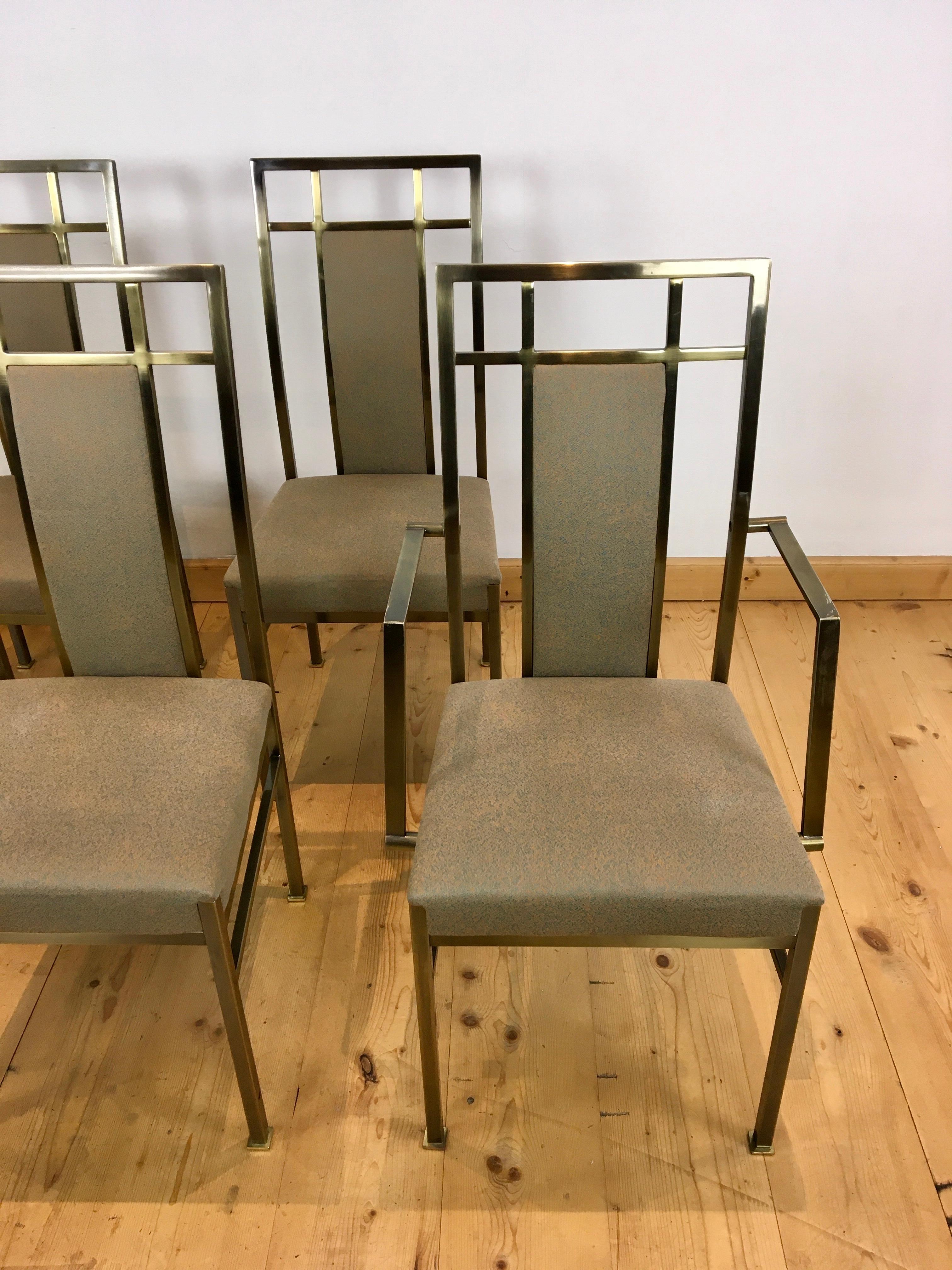 6 Belgo Chrome Dining Room Chairs,  Gold - plated  For Sale 6