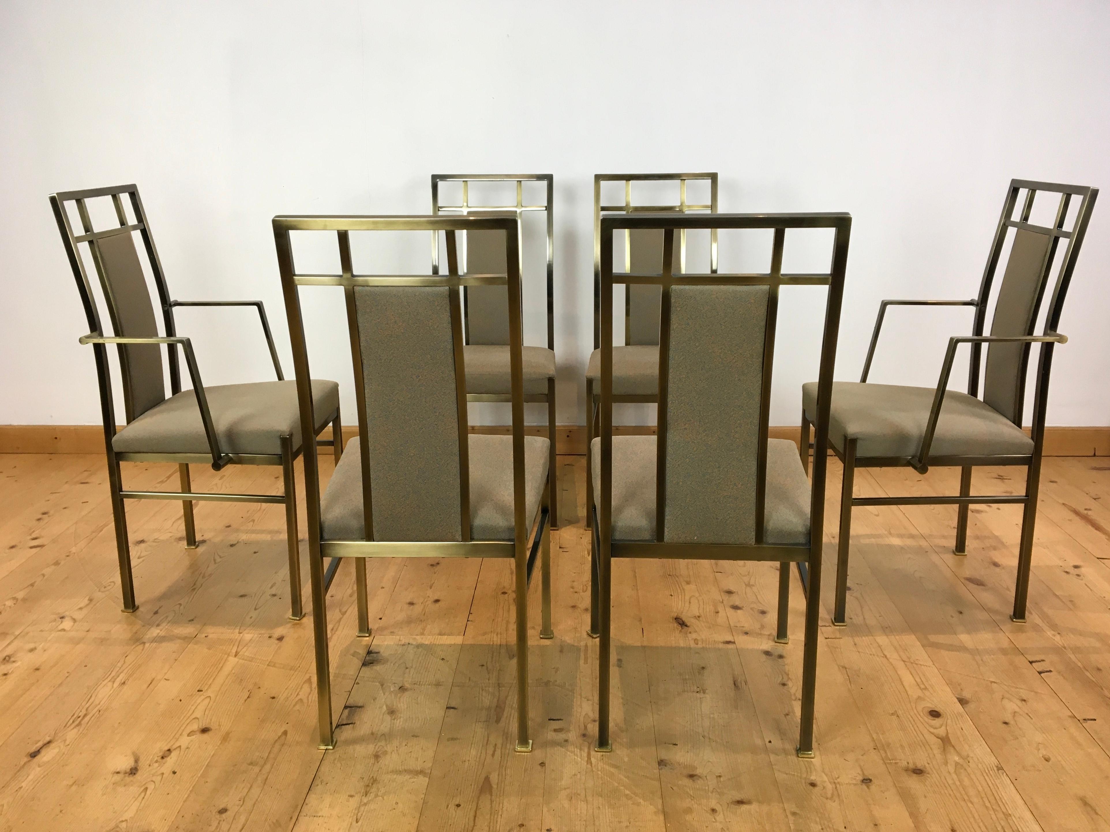 6 Belgo Chrome Dining Room Chairs,  Gold - plated  For Sale 7