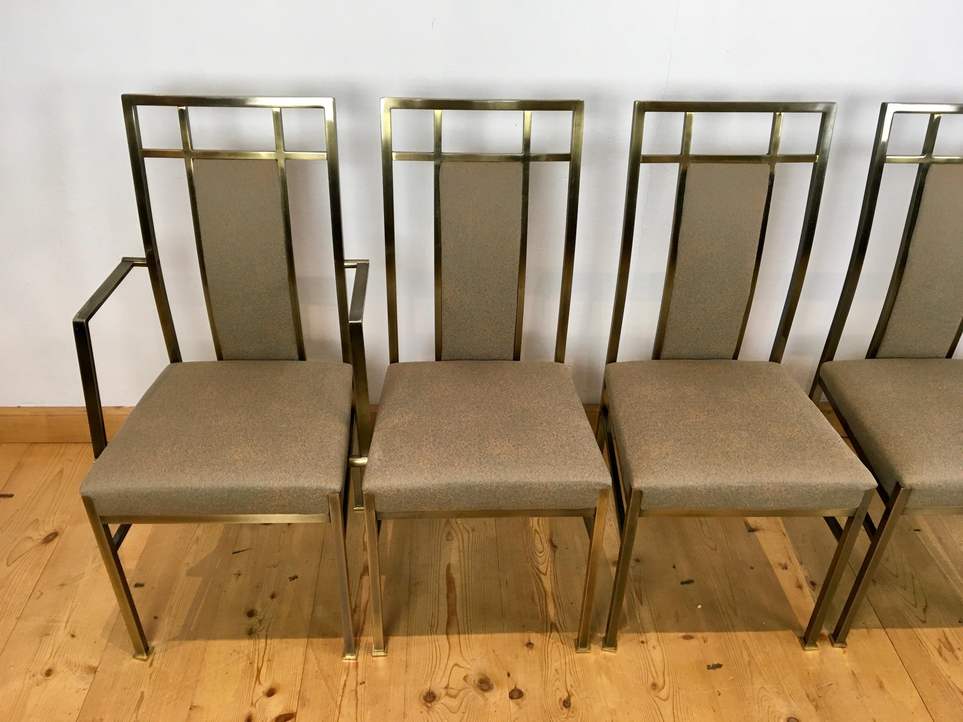 6 Belgo Chrome Stühle für das Esszimmer,  Gold - plattiert  (Hollywood Regency) im Angebot