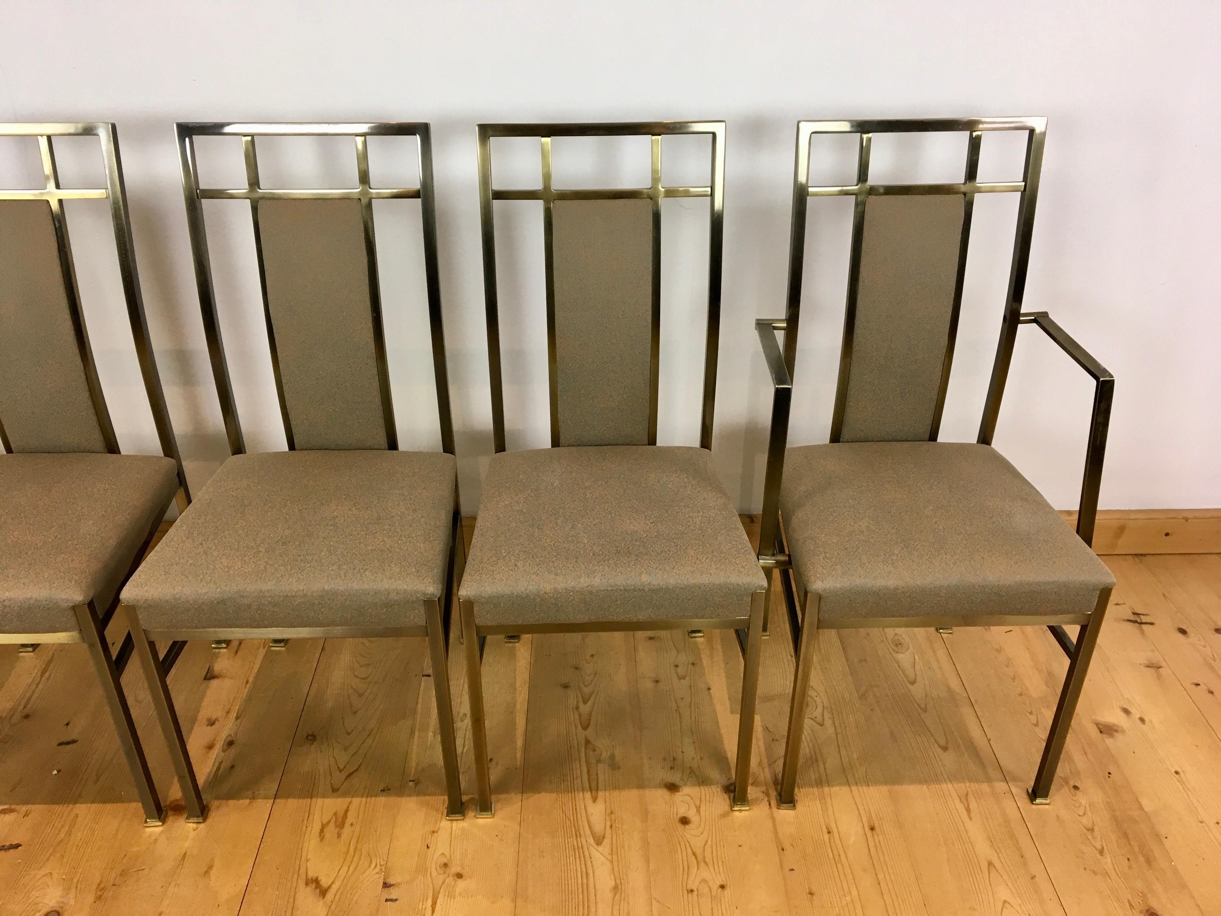 6 Belgo Chrome Stühle für das Esszimmer,  Gold - plattiert  (Belgisch) im Angebot