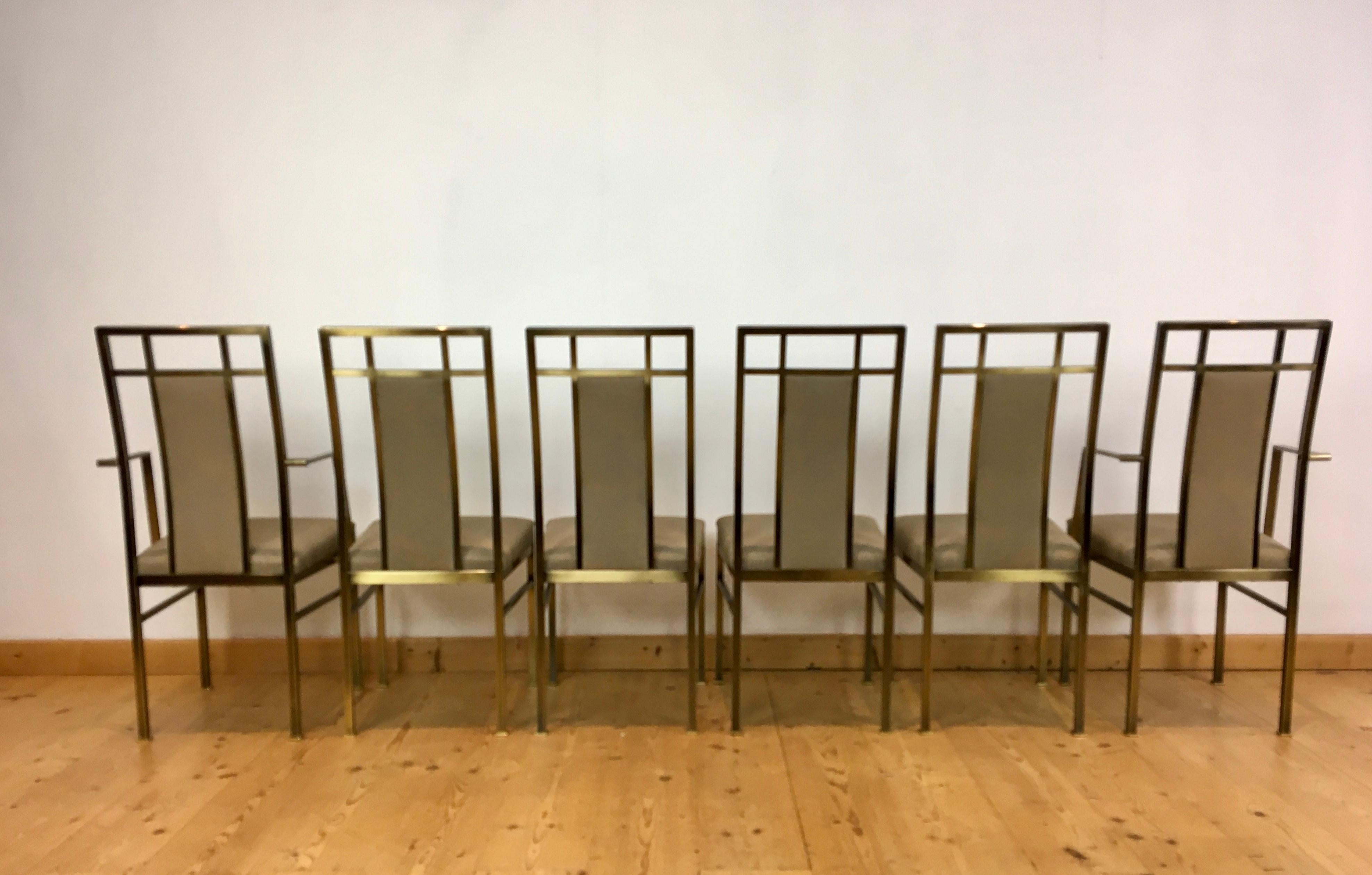 6 Belgo Chrome Dining Room Chairs,  Gold - plated  In Good Condition For Sale In Antwerp, BE