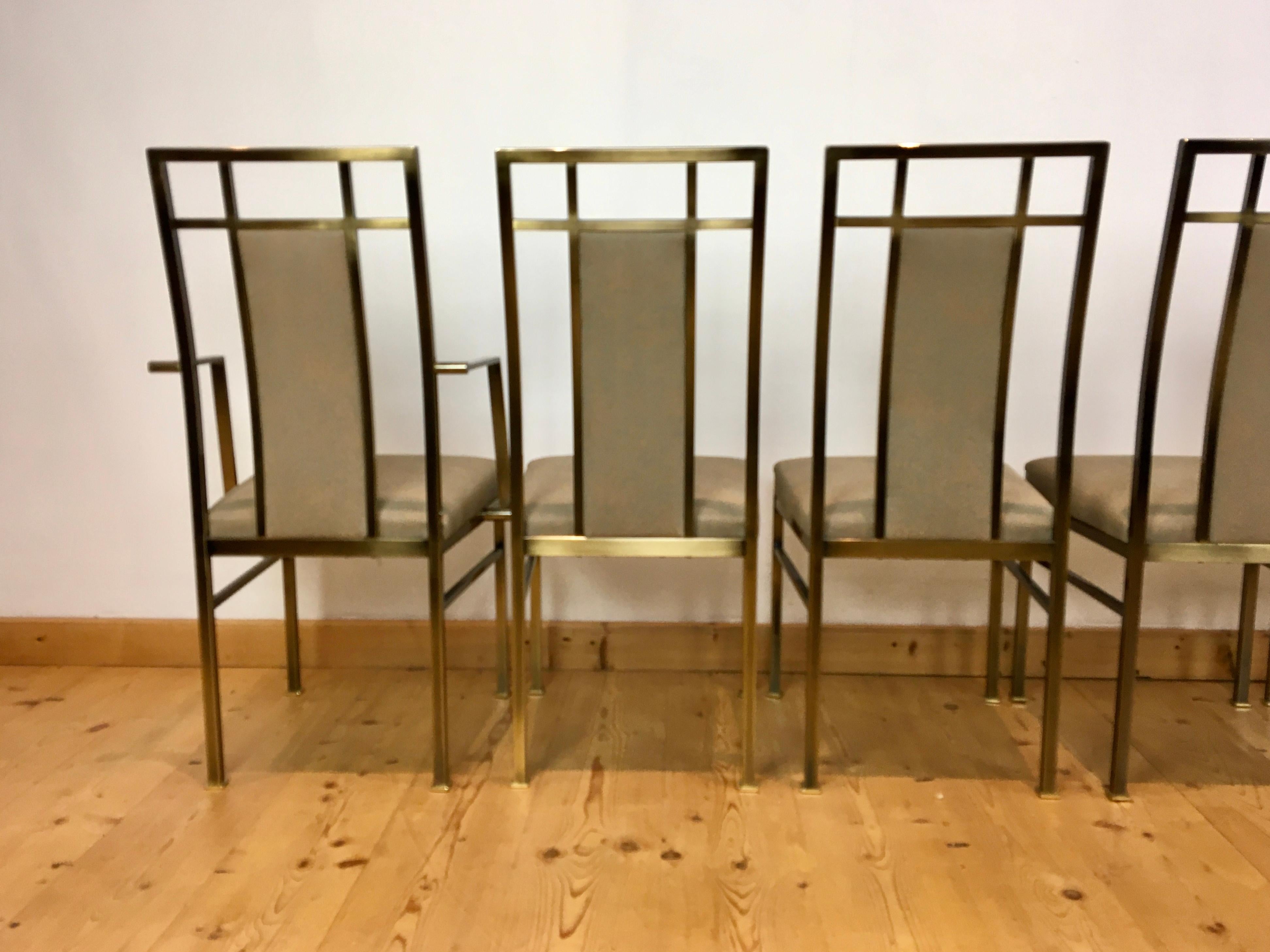 20th Century 6 Belgo Chrome Dining Room Chairs,  Gold - plated  For Sale