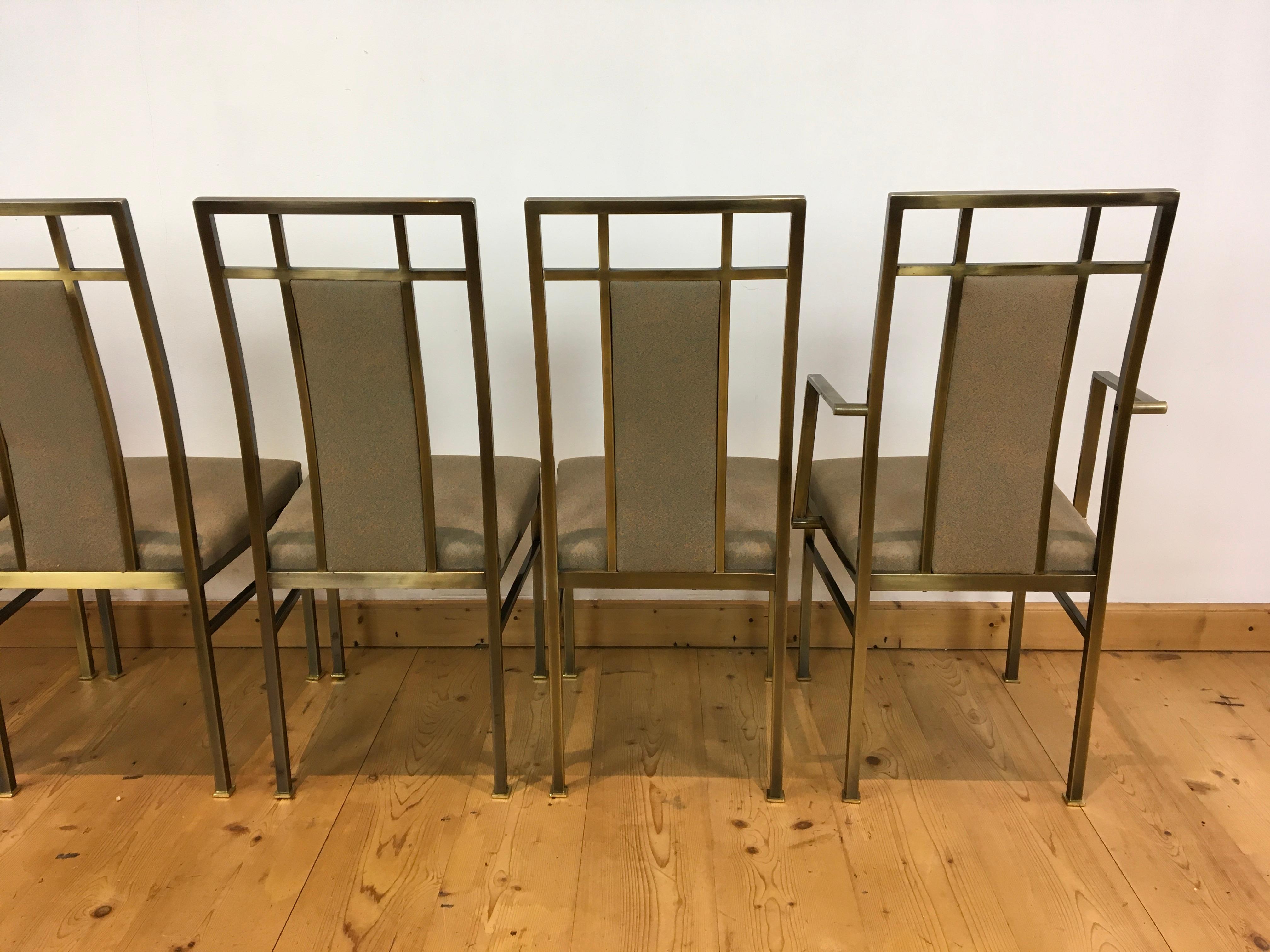 Metal 6 Belgo Chrome Dining Room Chairs,  Gold - plated  For Sale