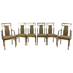 6 Belgo Chrome Dining Room Chairs, Gold - plated