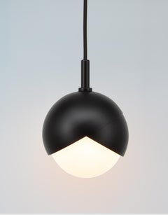 Benedict Pendant Light in Matte Black Powder Coat, Black Cord, Small