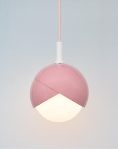 Benedict Pendant Light in Pink and White Powder Coat, Pink Cord, Small