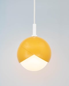 Benedict Pendant Light in Yellow and White Powder Coat, White Cord, Small