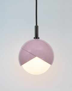 Benedict Purple Pendant Light Blackened Brass, Black Cord and Opal Glass, Small