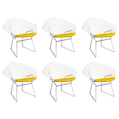 6 chaises « Diamond » Bertoia pour Knoll en métal blanc