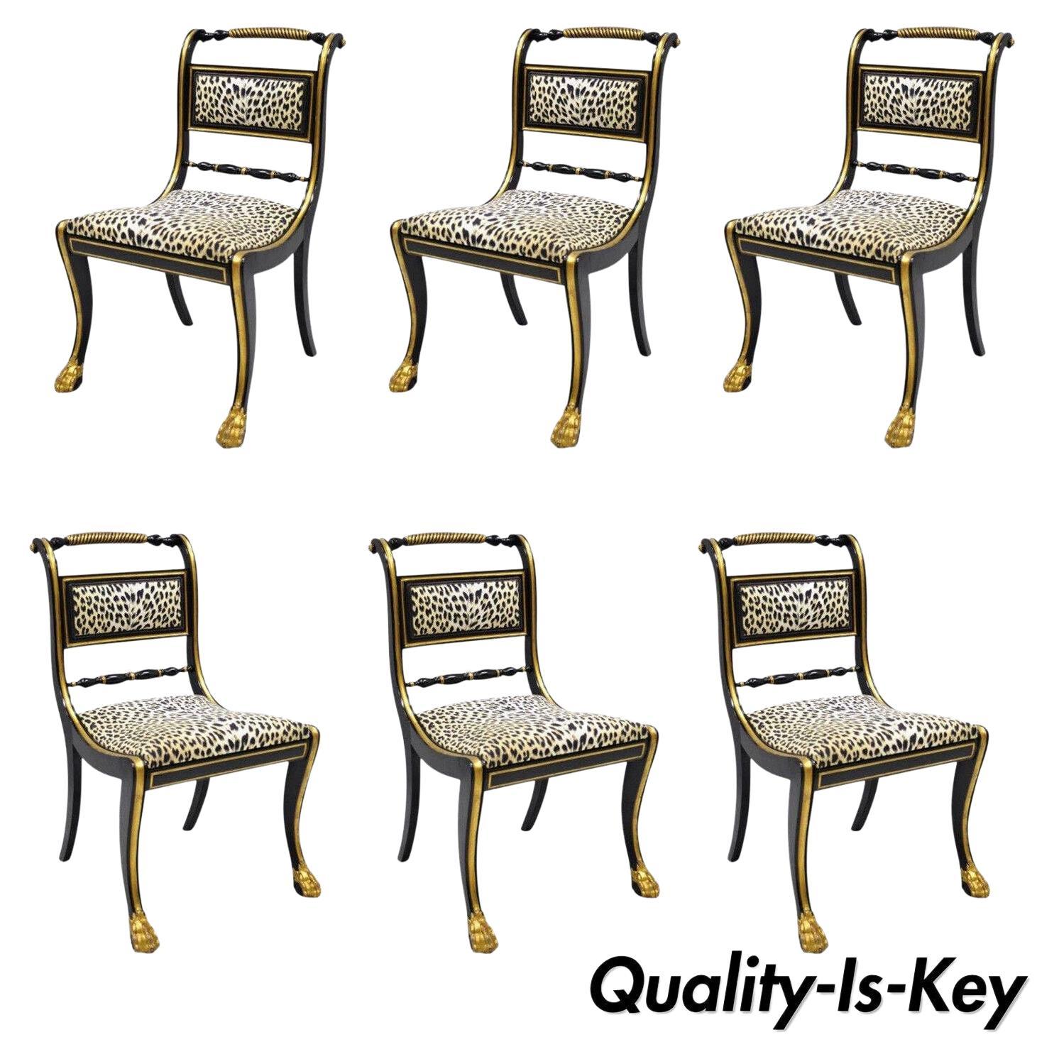 8 Hoof Paw Foot Regency Dining Chairs After the Etruscan Chair by John