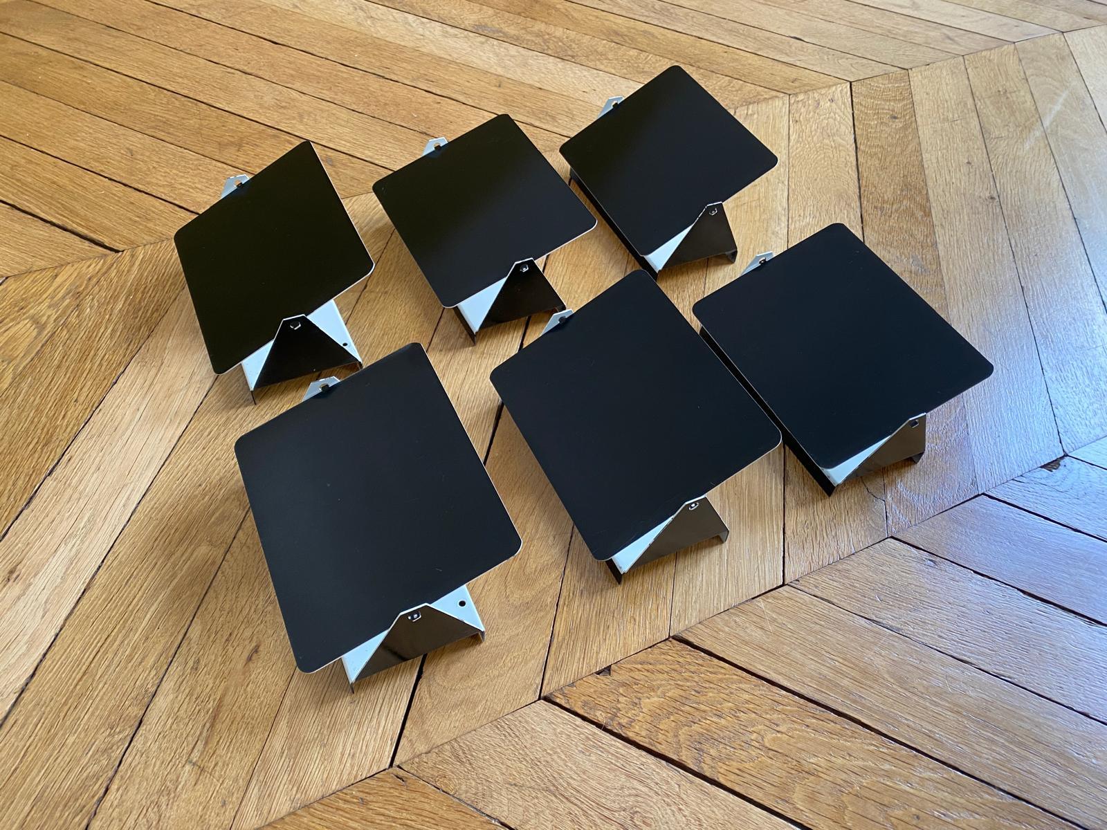 6 Black Charlotte Perriand CP1 Wall Light Sconces, Les Arcs, France In Good Condition For Sale In Paris, FR