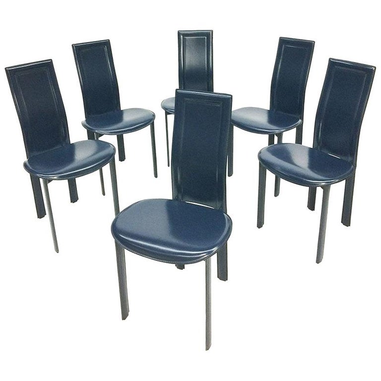 6 Blue Leather Dining Chairs Lara, Blue Leather Dining Chairs Images