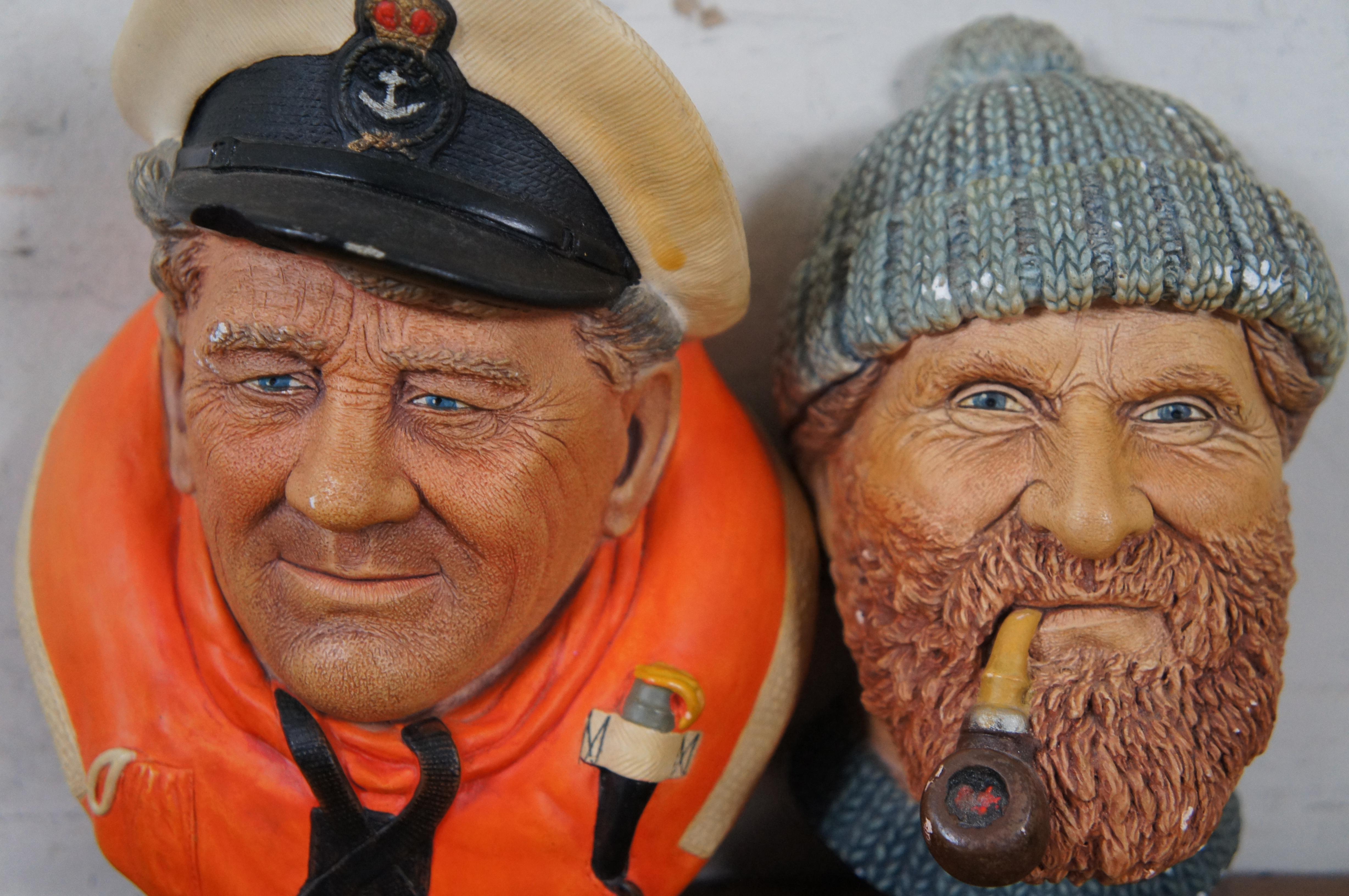 6 Bossons England Chalkware Nautical Maritime Sailors Seamen Head Busts  2