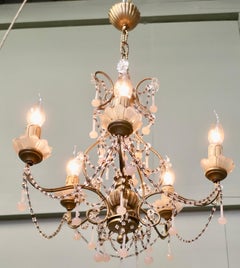 6 Branch Pink Venetian Art Deco Chandelier