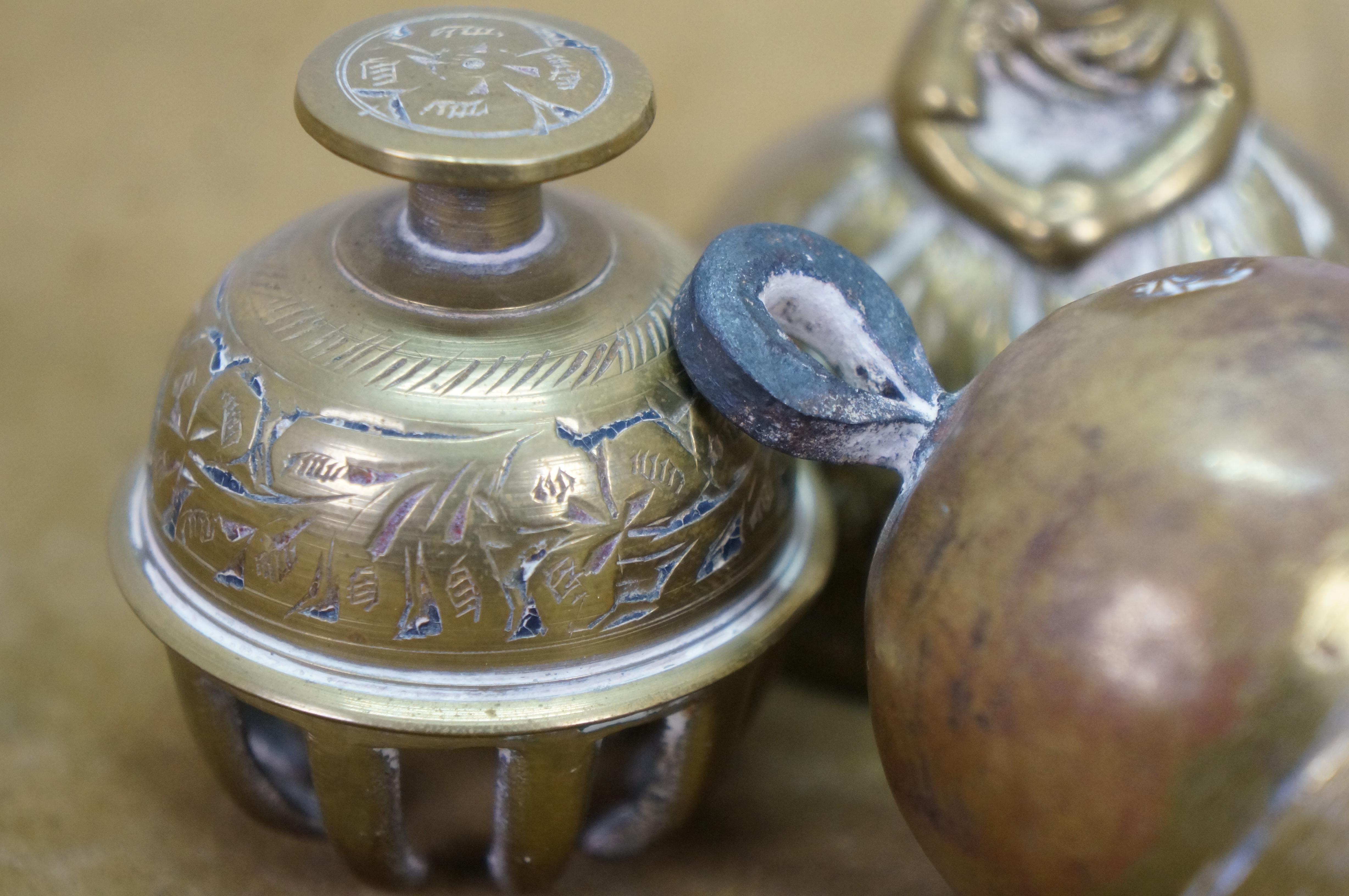 6 Brass Bells Japanese Suzu Temple Indian Hanuman Monkey Elephant Claw ...