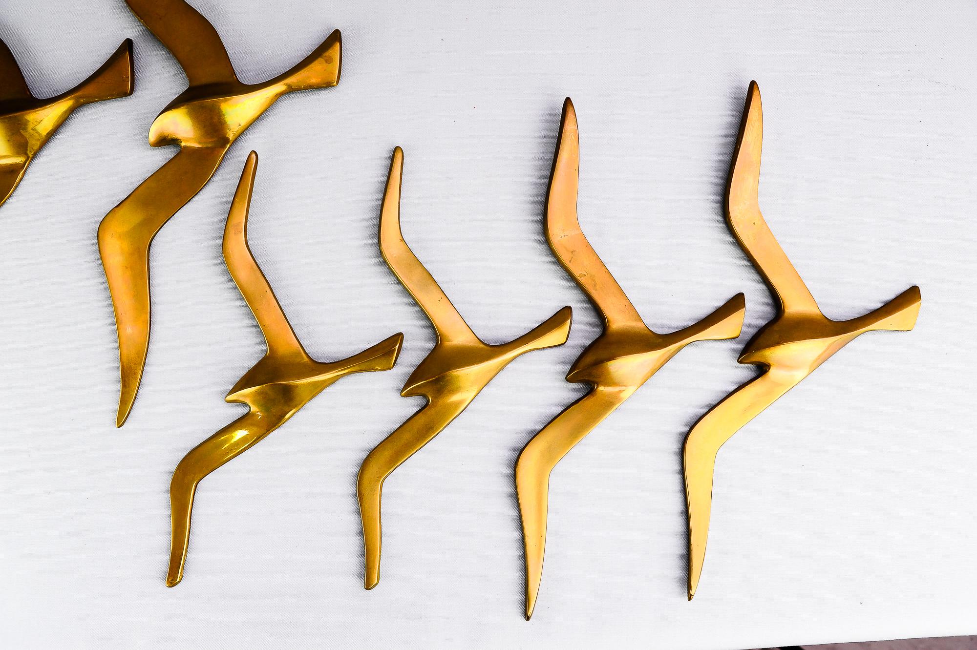 6 Brass Wall Mounted Seagulls, Austria, 1960s In Good Condition In Wien, AT