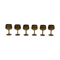 6 Brass Wine Table Goblets Decorative Hollywood Regency Vintage 1960s Candle