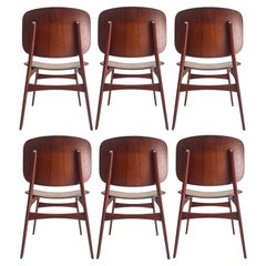 6 Børge Mogensen Teak "Shell Chairs" for Soborg Møbelfabrik, Denmark 1950s