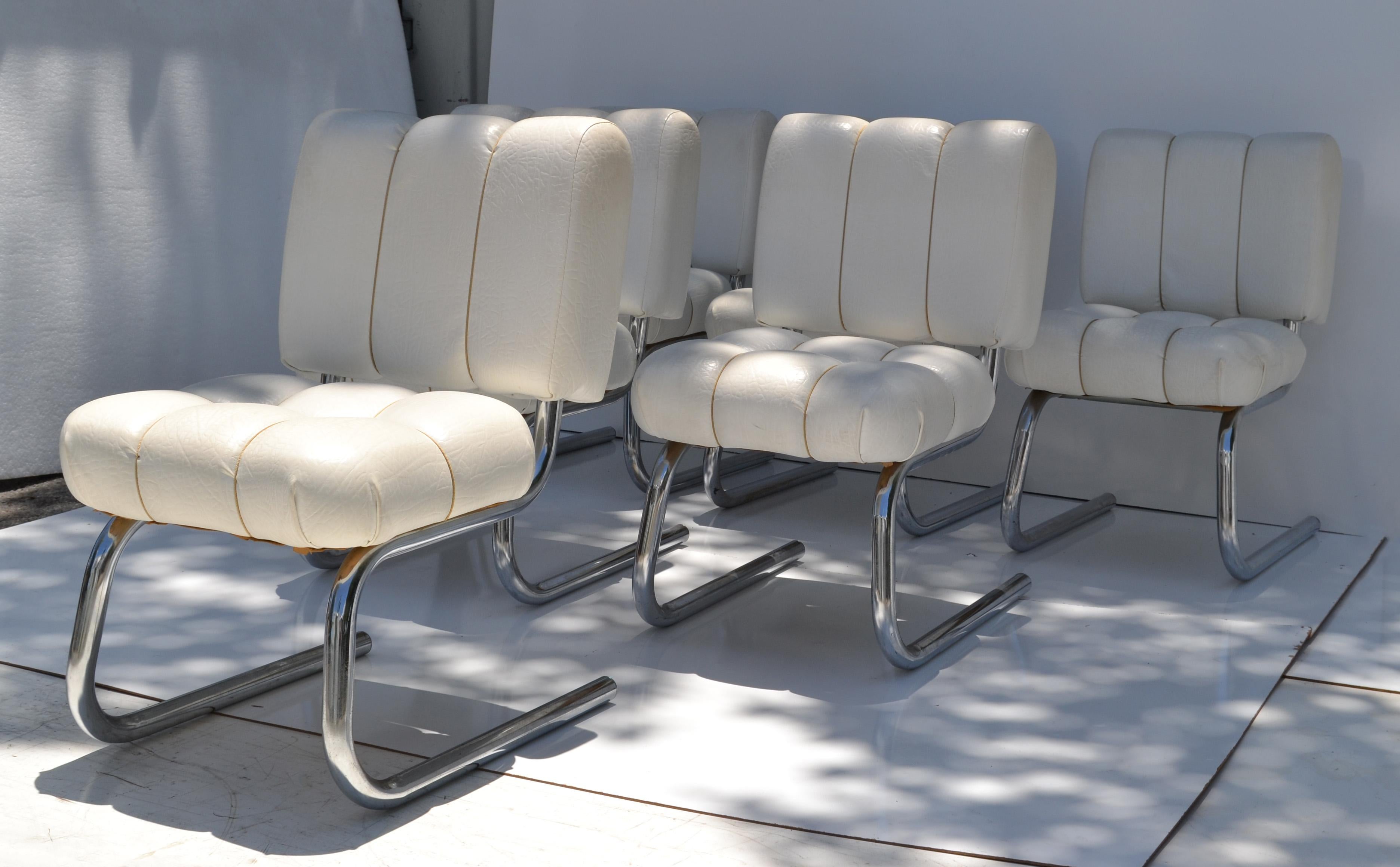 6 chaises de salle à manger en porte-à-faux chromées Brody Seating Company, États-Unis, de style mi-siècle moderne en vente 9