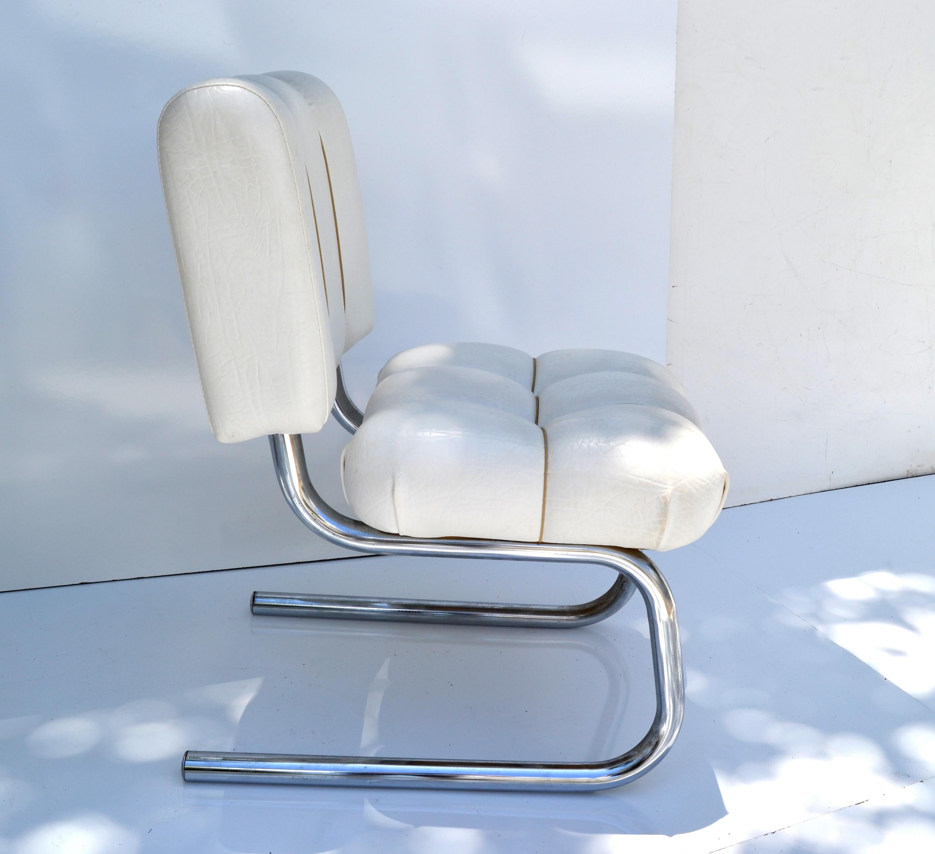 Late 20th Century 6 Brody Seating Company USA Mid-Century Modern Chrome Cantilever Dining Chairs For Sale