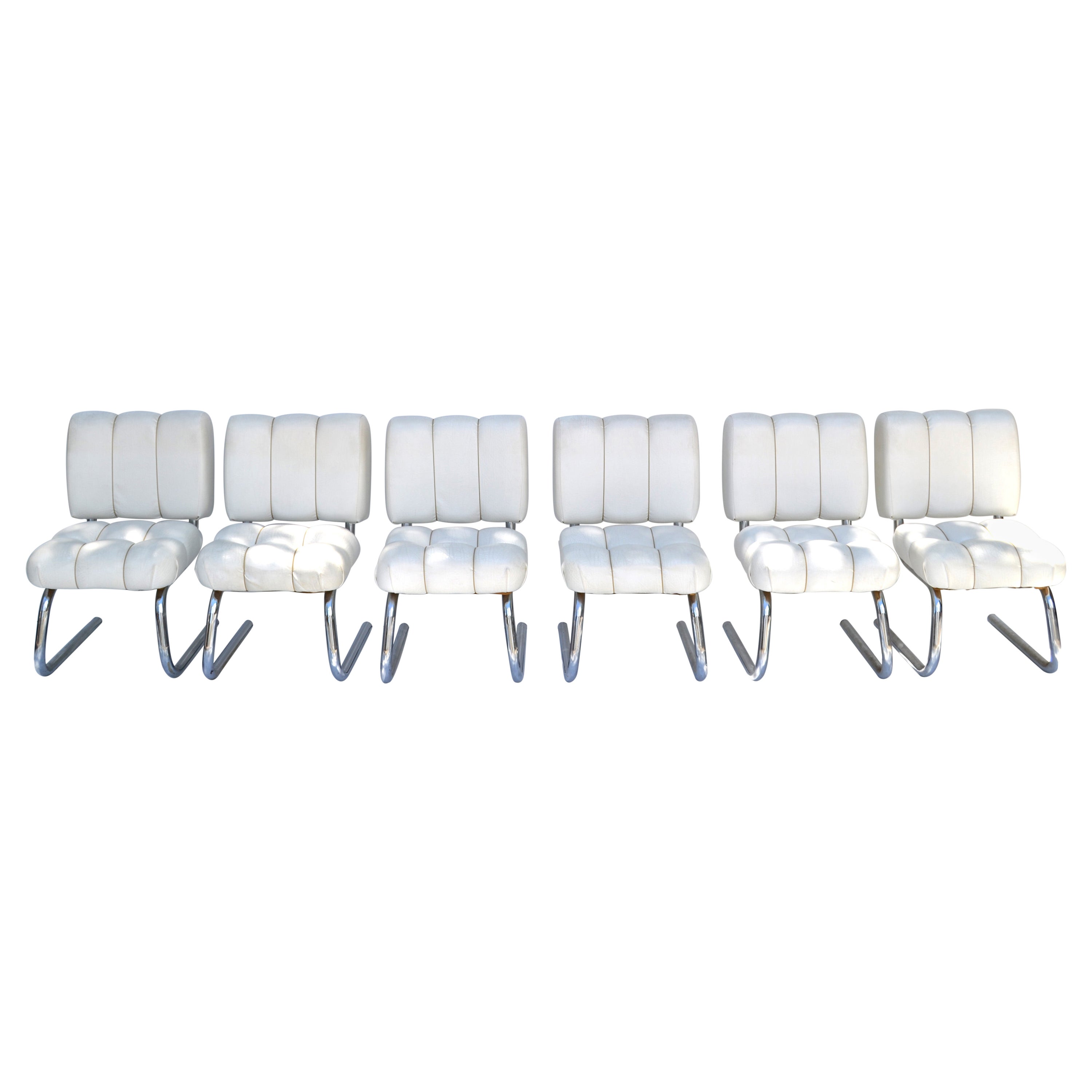 6 Brody Seating Company USA Sedie da pranzo a sbalzo cromate del Medioevo in vendita