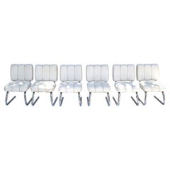 6 Sillas de comedor voladizas cromadas modernas de mediados de siglo Brody Seating Company USA