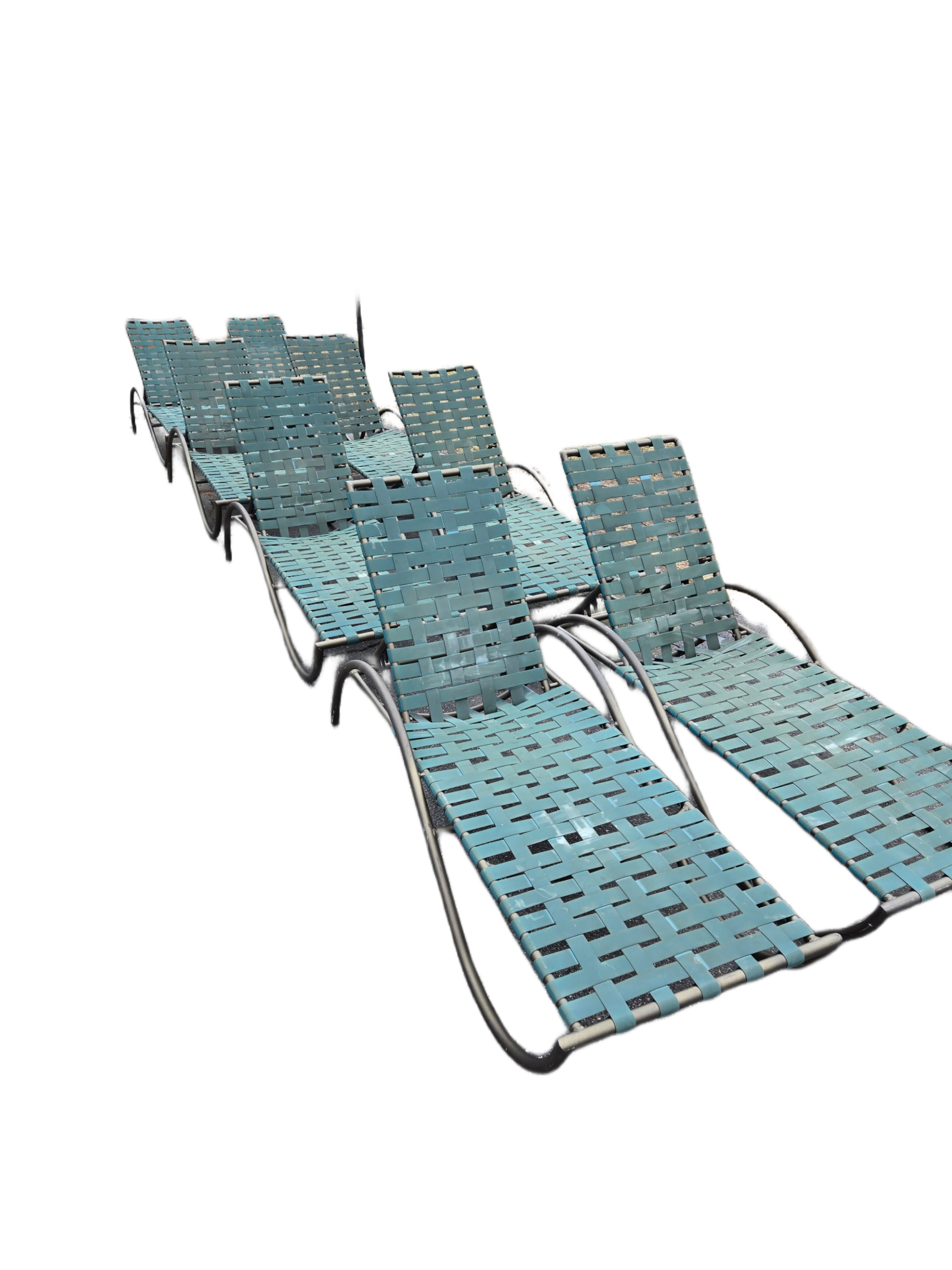 Brown Jordan's Vinyl Strapped Lattice Style Outdoor Patio Chaise Lounge Chairs are perfect poolside, on the patio, or deck. This complete set of 6 gives you many options for arrangements depending on your entertainment needs. With adjustable backs,