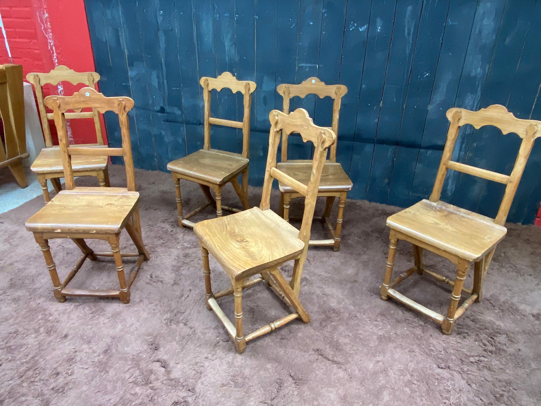 Brutalist 6 Mountain Chairs, in ELM, circa 1900 For Sale