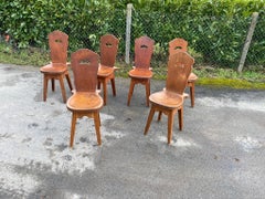 6 Brutalist Mountain Chairs, in Pine circa 1950