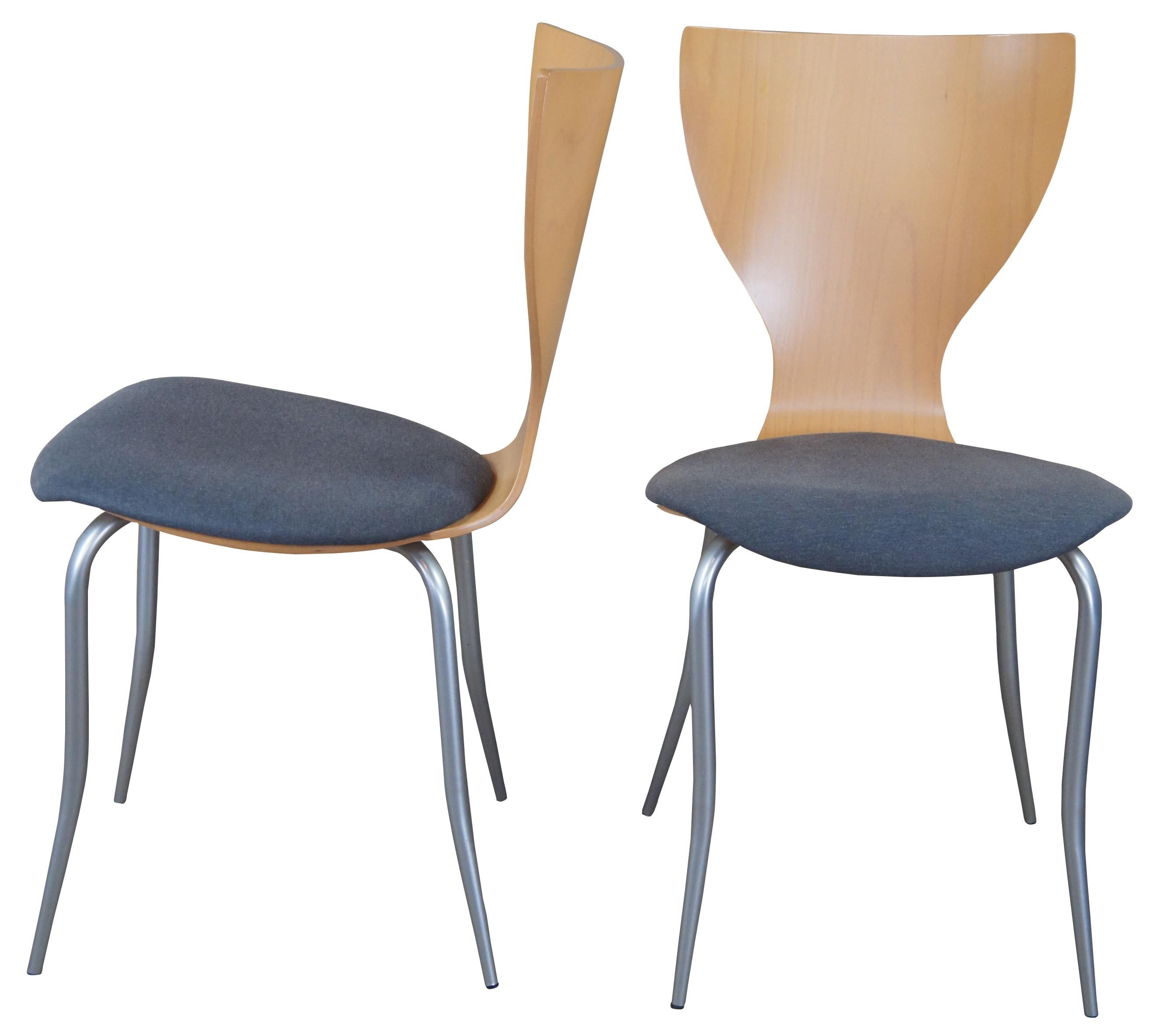 6 Calligaris Italian modern bentwood dining chairs. Features aluminum legs and an upholstered seat.
    