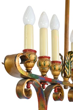 6 Candle Polychrome Pendant