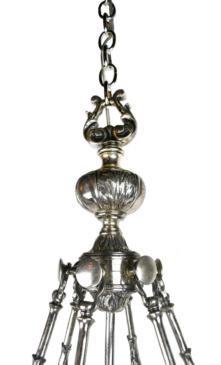 6Candle Silver Plated Chandelier For Sale at 1stDibs