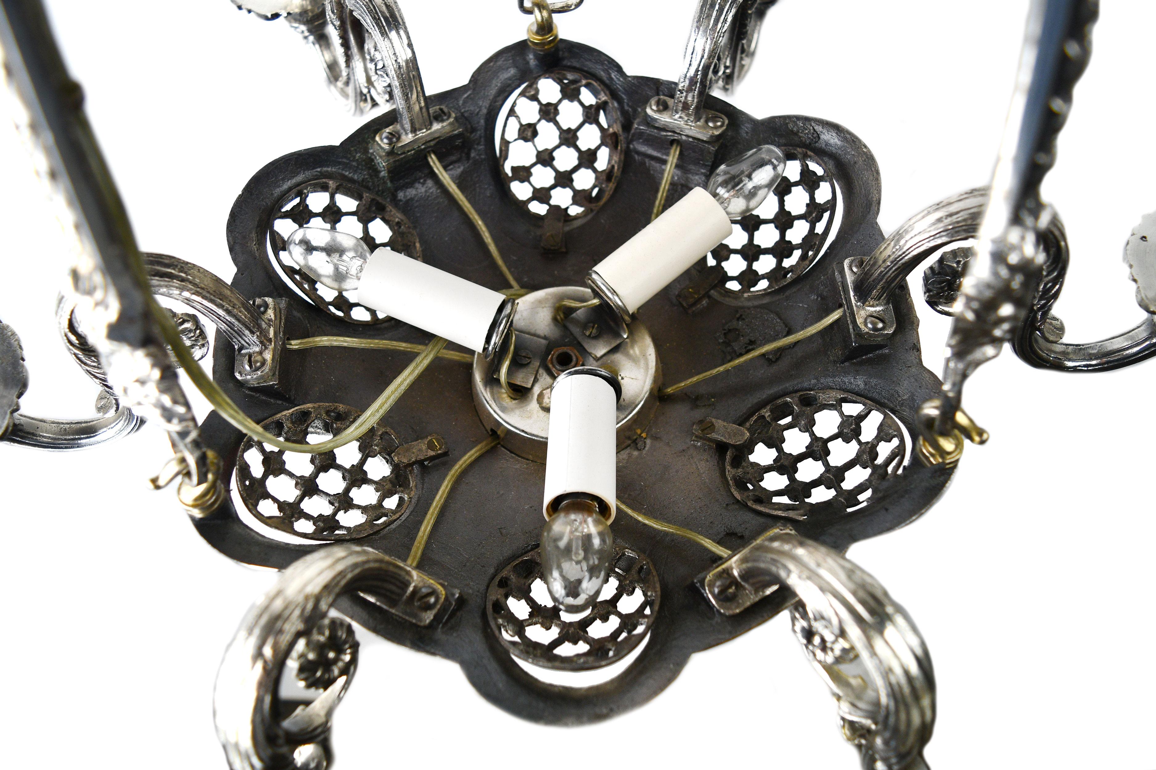 6-Candle Silver Plated Chandelier with Faces For Sale 2