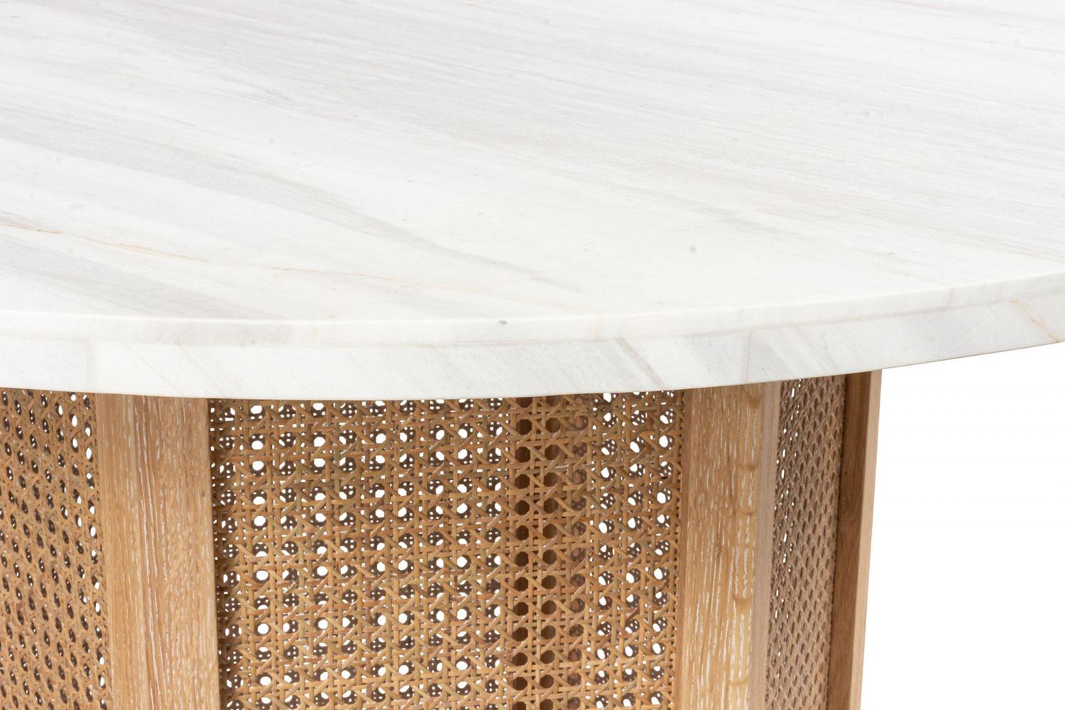 Américain 6 Cane and White Marble Round Center Tables en vente