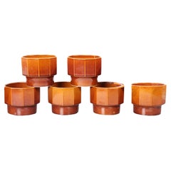 6 Macetas de gres marrón caramelo de Erik Hennix para Gustavsberg, 1985, Suecia