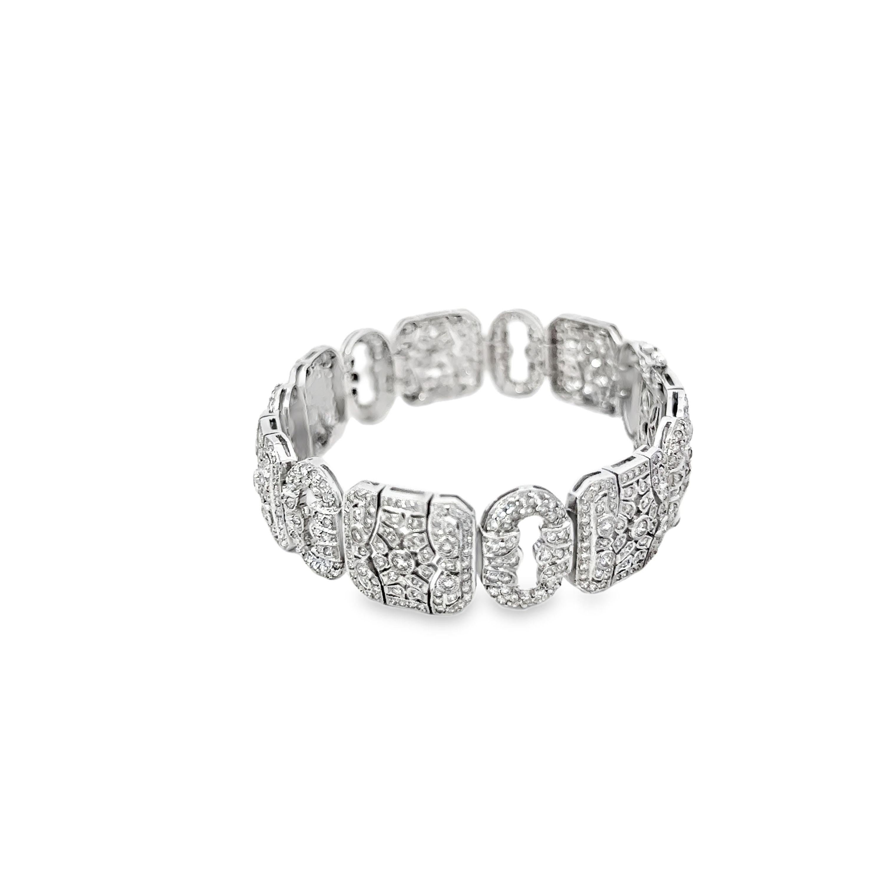 Round Cut 6 Carat Art Deco Style Diamond Link Tennis Bracelet For Sale