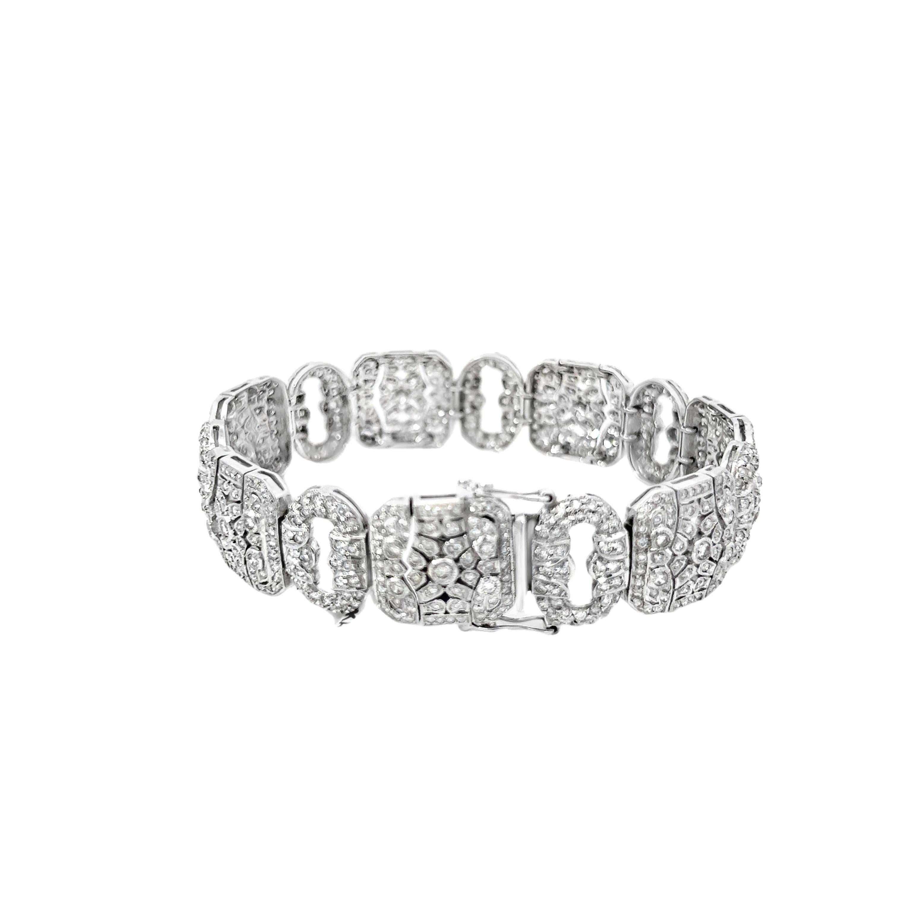 6 Carat Art Deco Style Diamond Link Tennis Bracelet In New Condition For Sale In Beverly Hills, CA
