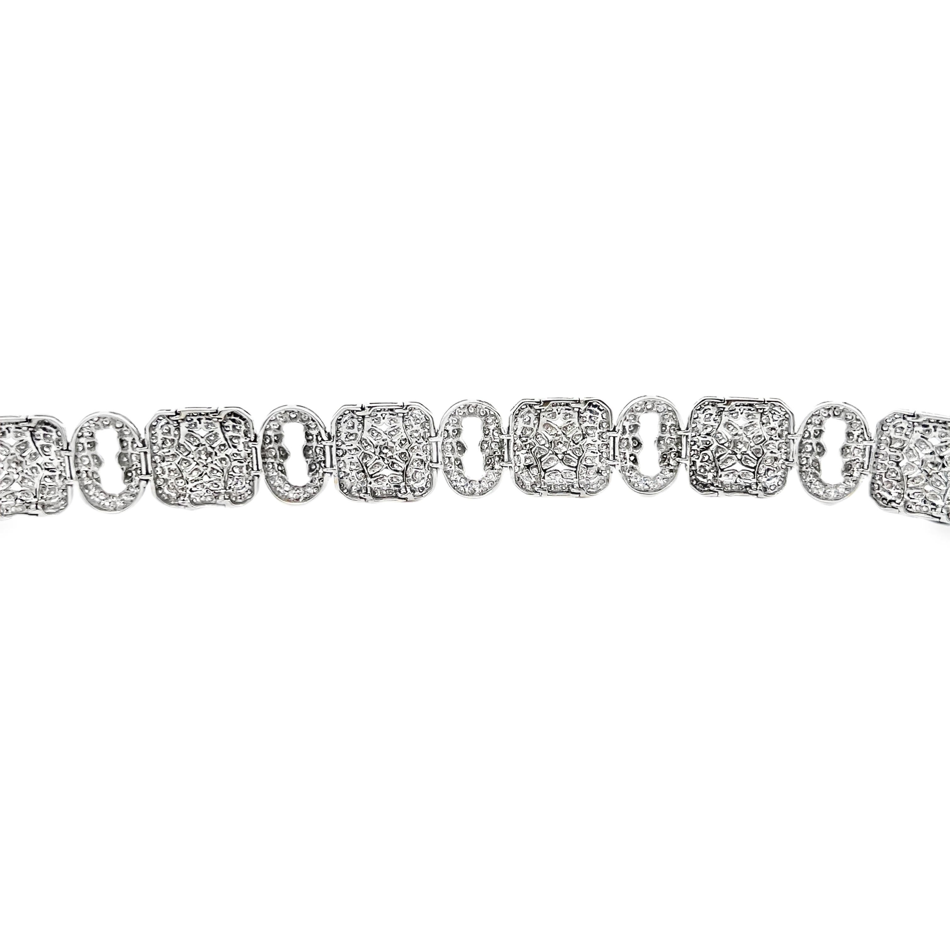 Women's 6 Carat Art Deco Style Diamond Link Tennis Bracelet For Sale