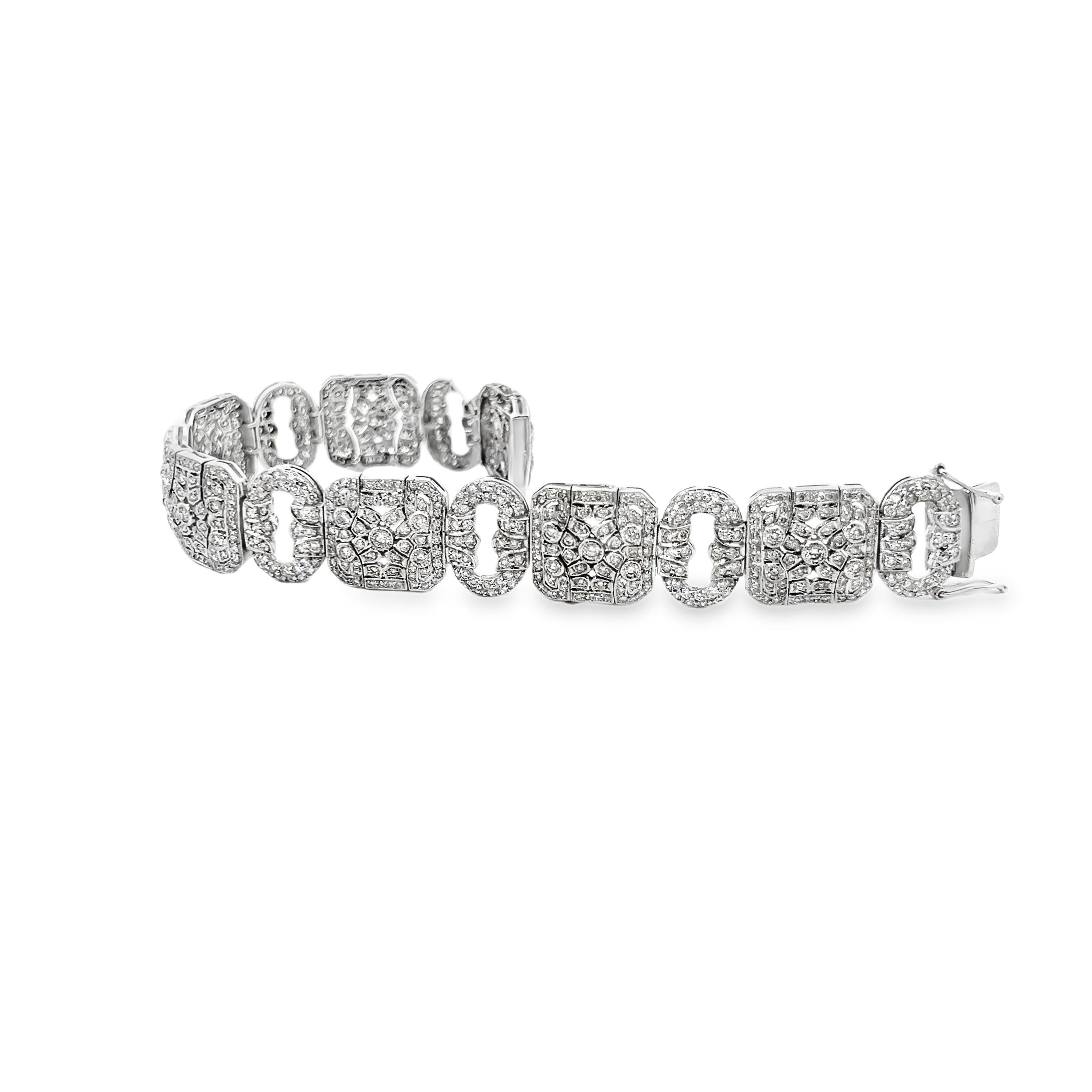 6 Carat Art Deco Style Diamond Link Tennis Bracelet For Sale 1