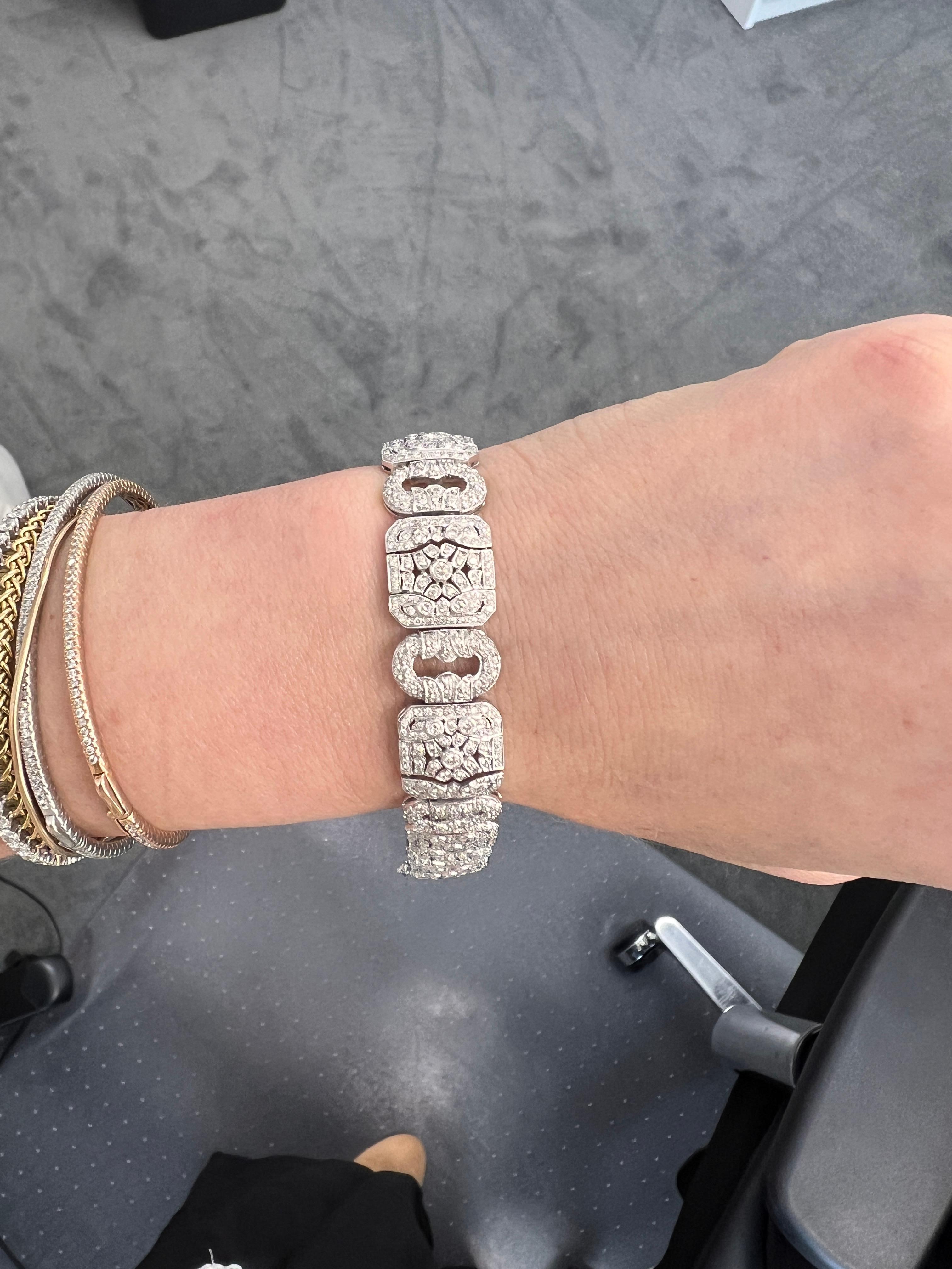 6 Carat Art Deco Style Diamond Link Tennis Bracelet For Sale 3