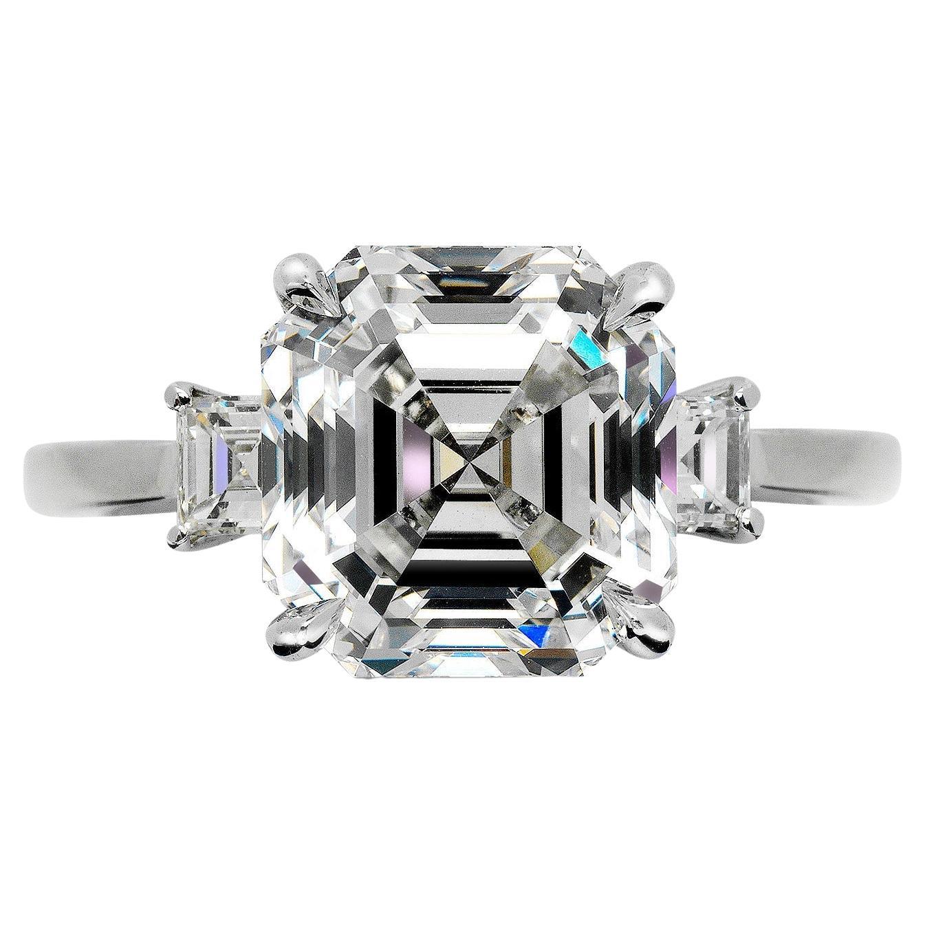 6 Carat Asscher Cut Diamond Engagement Ring GIA Certified E VVS1